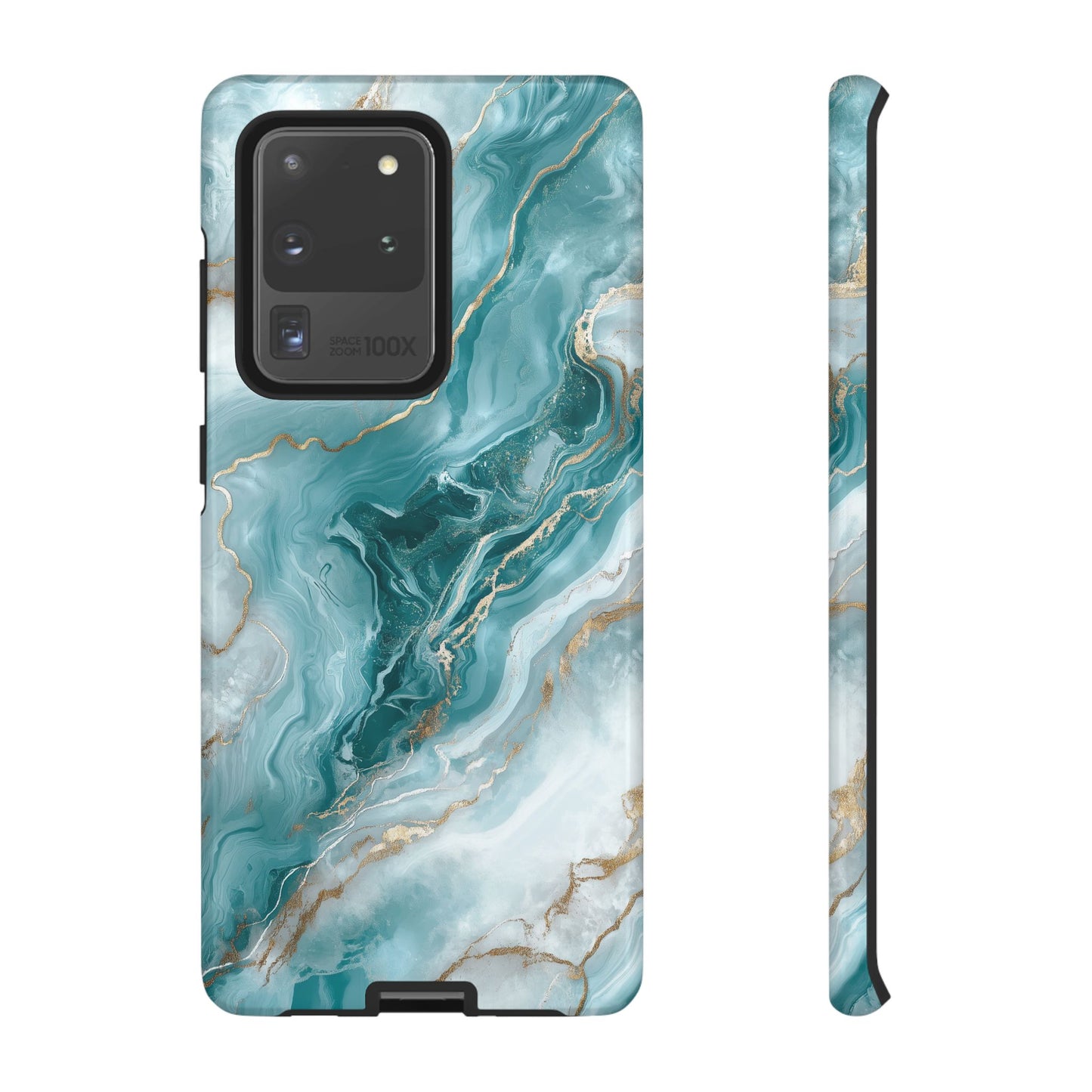 Stylish Turquoise Marbled Tough Phone Case for Ultimate Protection, iPhone or Samsung Phone Case