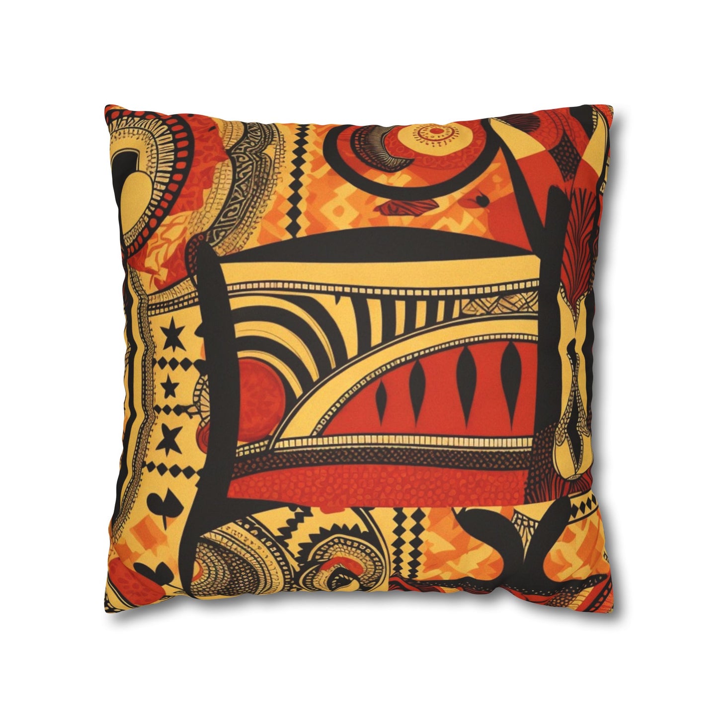 Decorative Abstract African Design Faux Suede Pillowcase