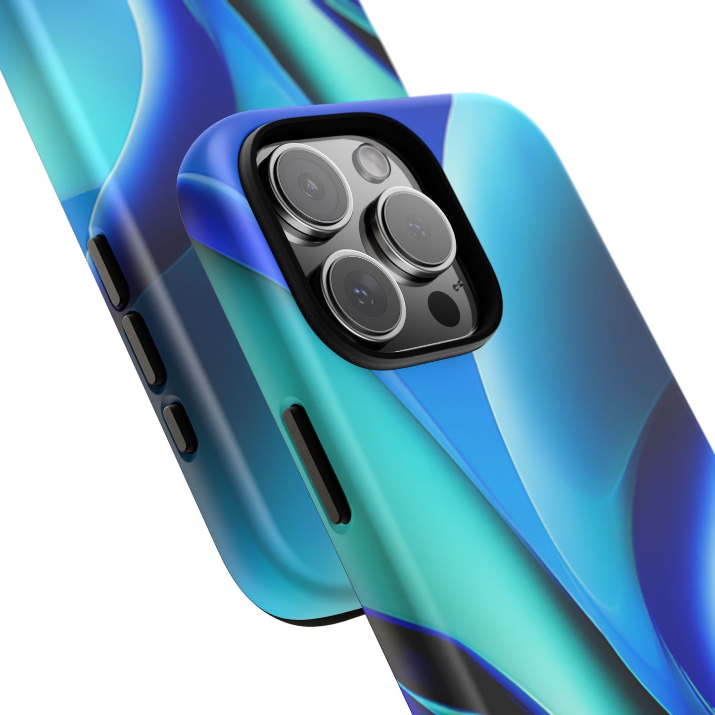 Abstract Blue/Turquoise Tough Phone Case – Compatible with iPhone & Samsung