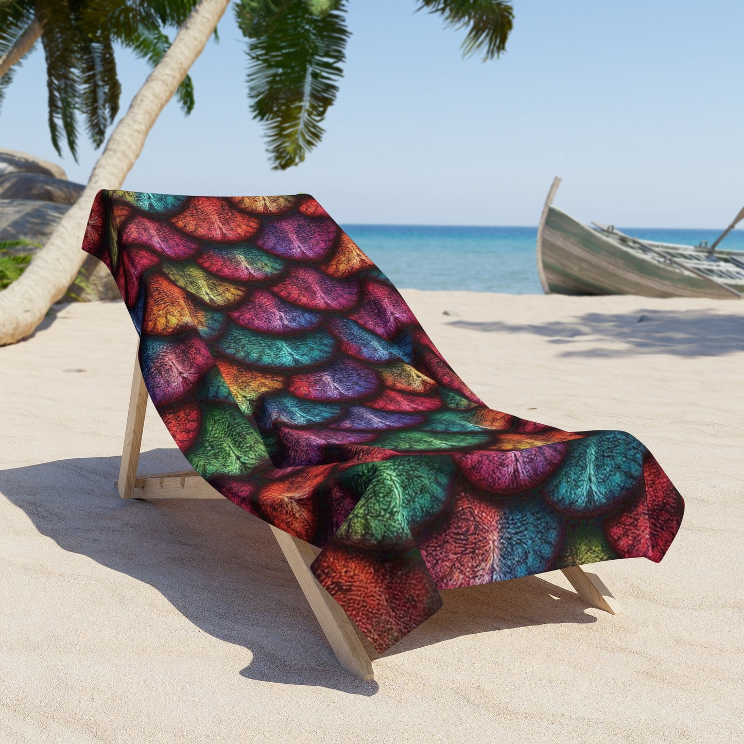Colorful Mermaid Tail Beach Towel