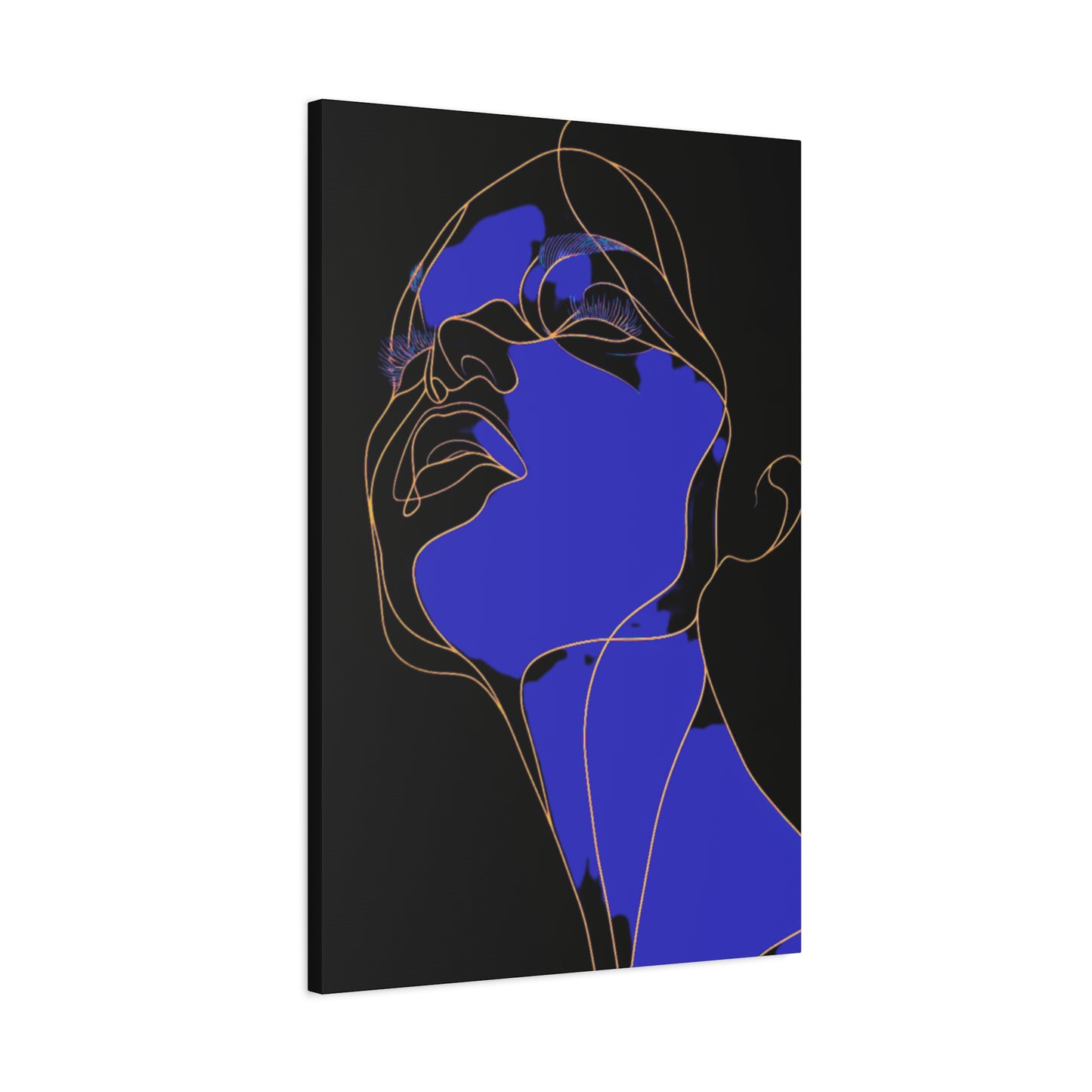 Canvas Art Print, Abstract Woman in Blue, Gold and Black