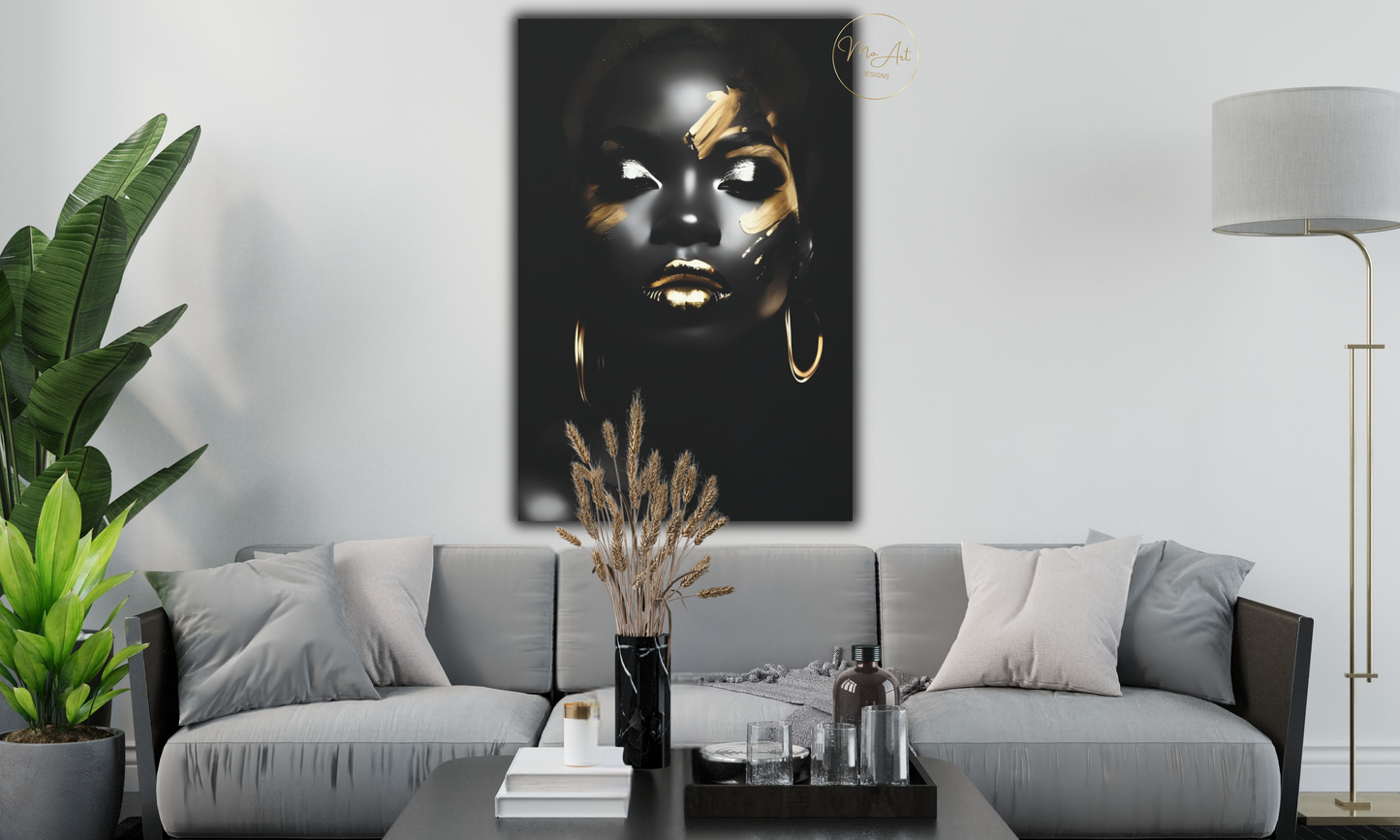 Black & Gold African Woman – Canvas Wall Art
