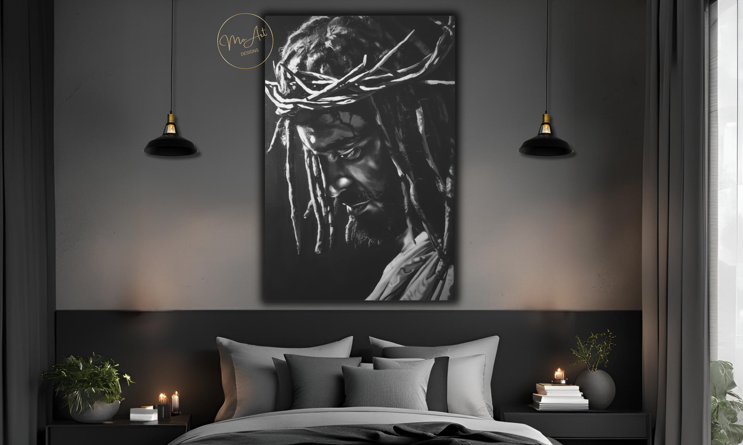 Black Jesus - Crown of Thorns Wall Art / Canvas Print