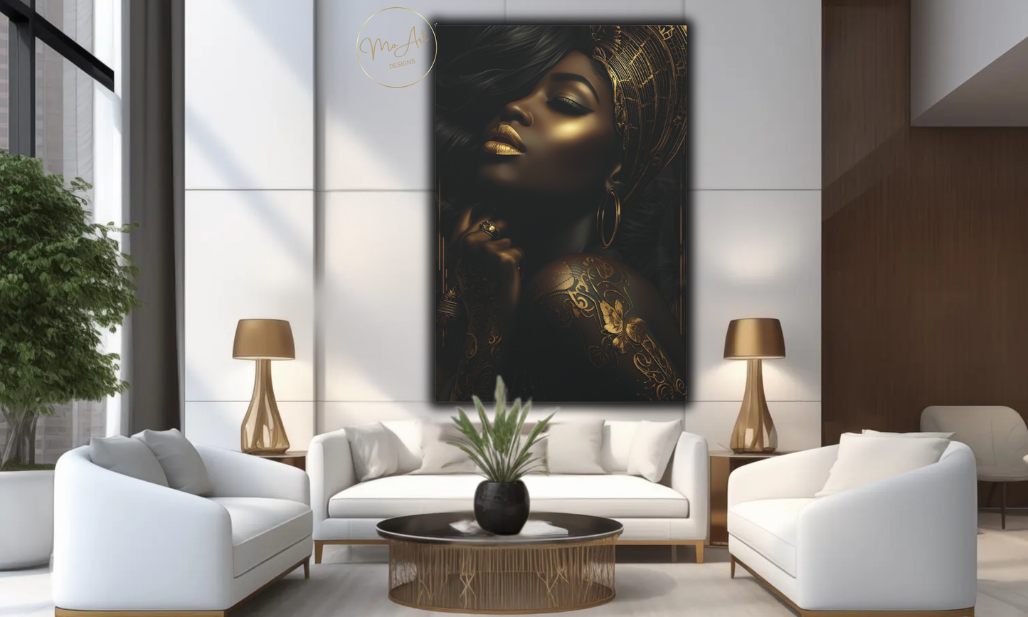 Black & Gold Illumination - Canvas Wall Art