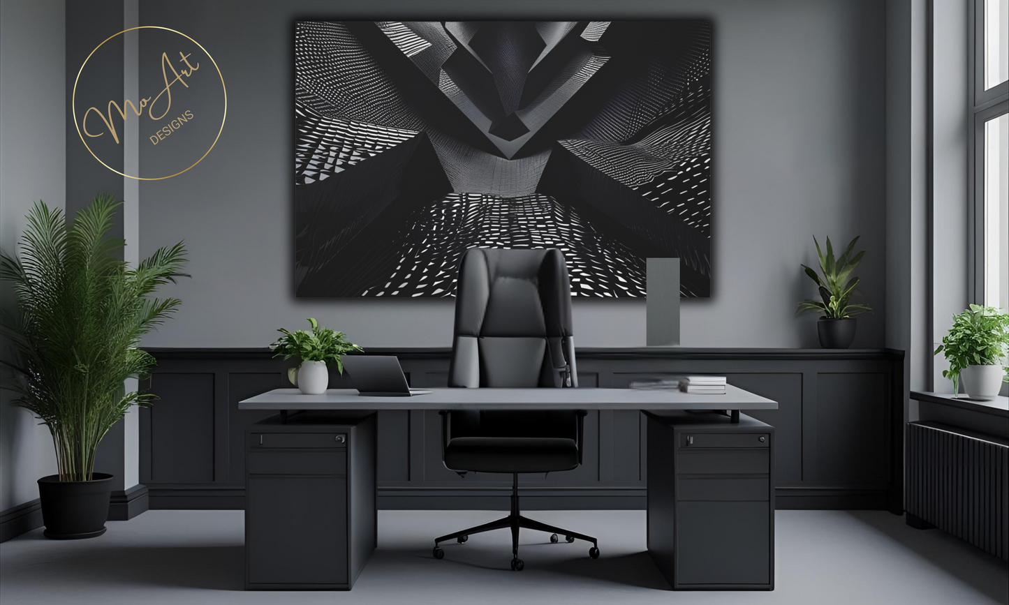 Black Futuristic Abstract  Canvas Wall Art