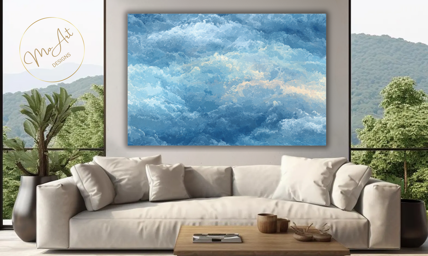 Abstract Blue Clouds Canvas Wall Art