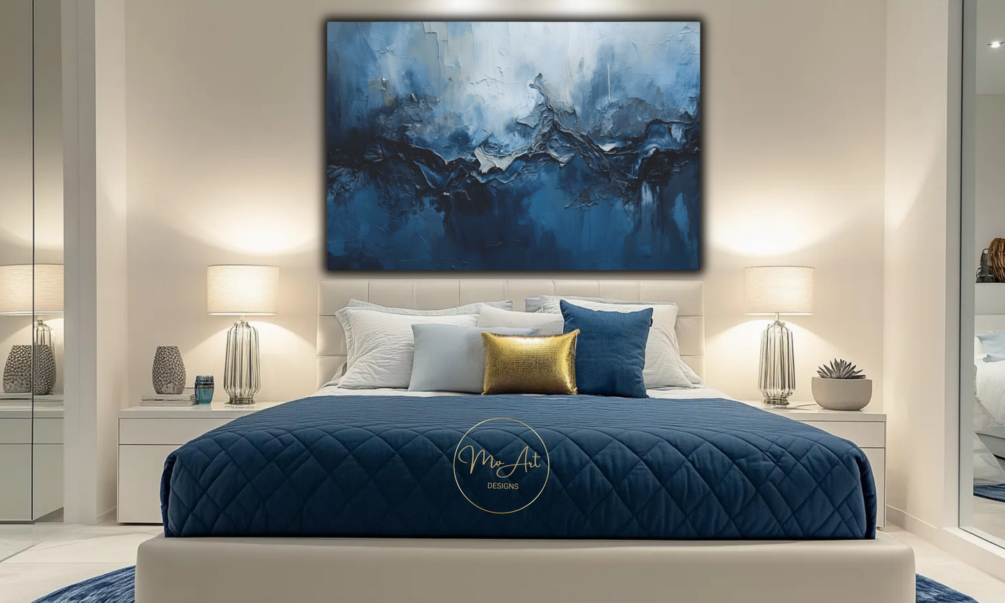 Abstract Blue & Grey Canvas Wall Art