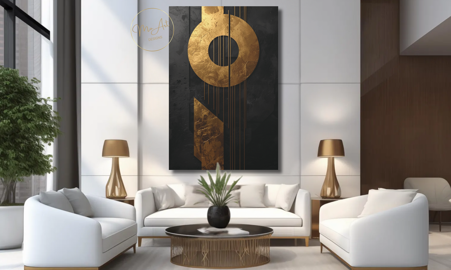 Gold & Black Geometric Canvas Wall Art
