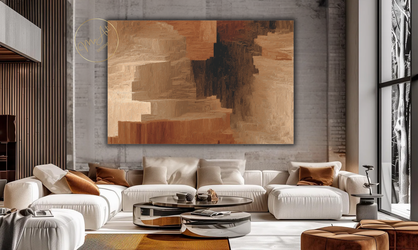 Modern Brown and Beige Abstract Canvas Wall Art