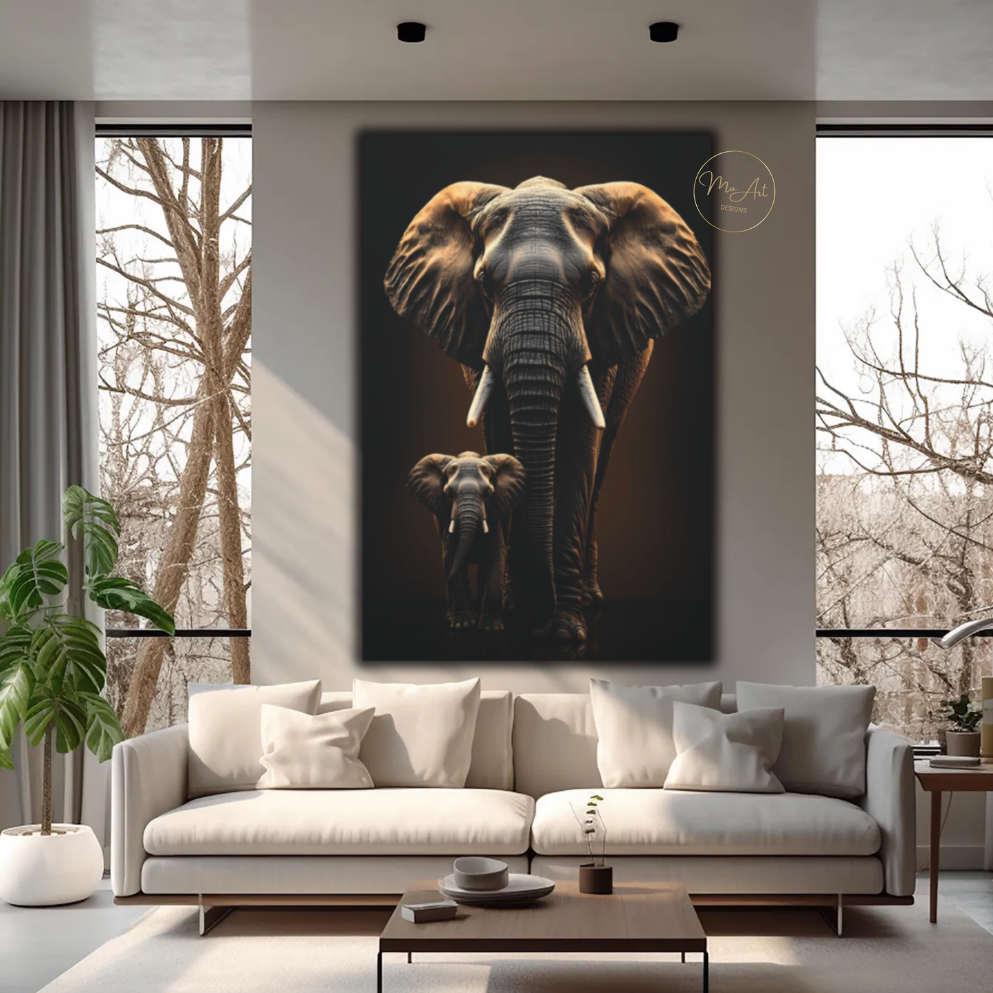 Black & Gold Elephant Wall Art – Unbreakable Bond / Canvas Print