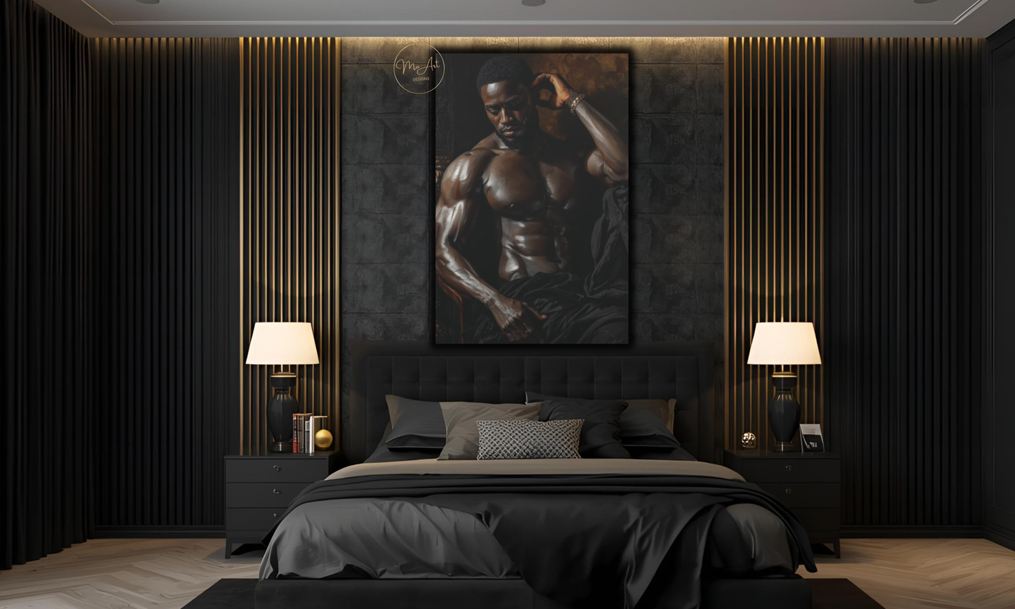 Midnight Strength – Sensual Black Man Wall Art / Canvas Print