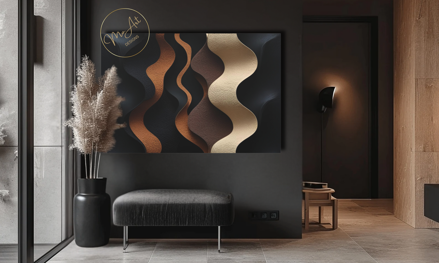 Abstract Black, Brown and Beige Canvas Wall Art