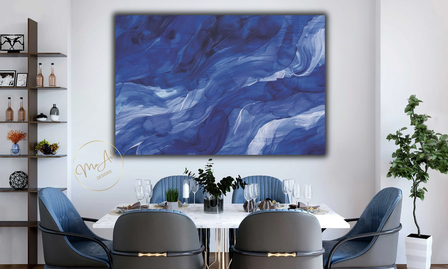 Currents of Blue Serenity – Abstract Canvas Art