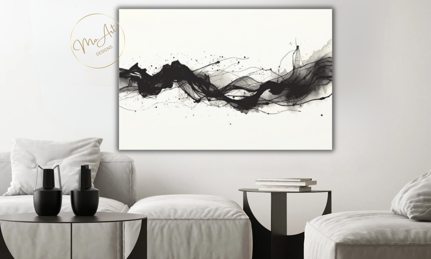 Abstract Black & White Minimalist Canvas Art