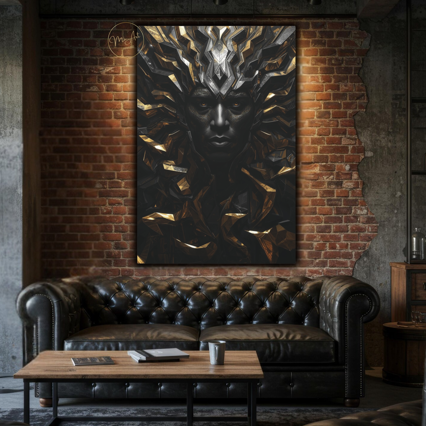 Black Man Warrior Wall Art – Regal Black & Gold King Canvas Print - Powerful Afrocentric Artwork
