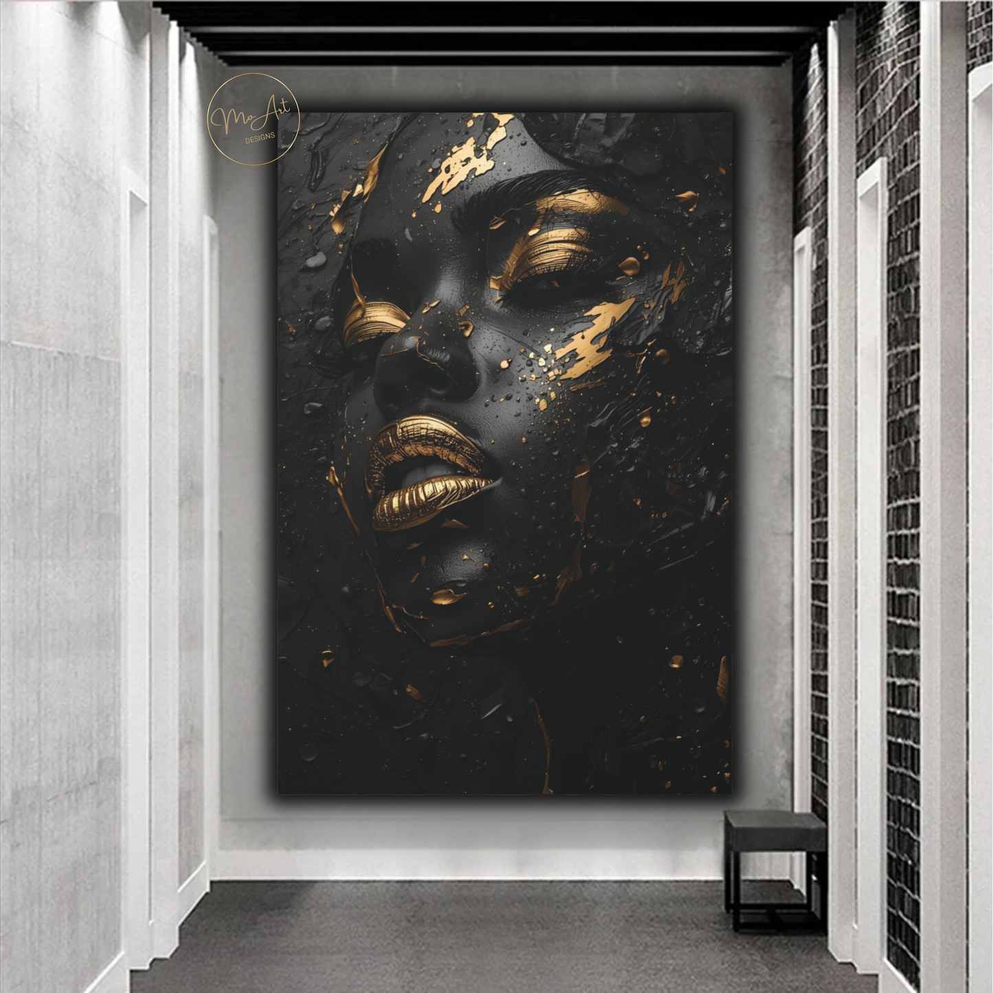 Black & Gold Woman Wall Art – Midnight Seduction in Gold (Digital Download)
