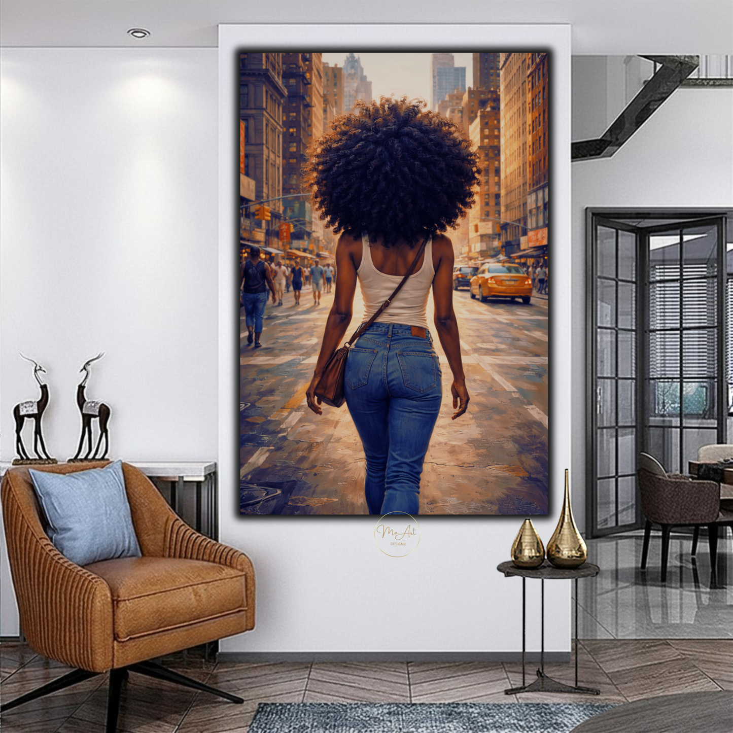 Black Woman Wall Art – Afrocentric Urban New York Street Canvas Print