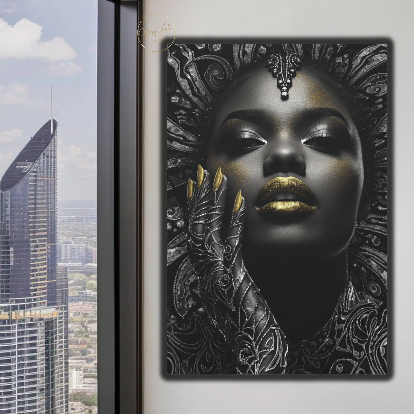 Black Woman Wall Art – Midnight Empress | Black & Gold Luxury Canvas Print