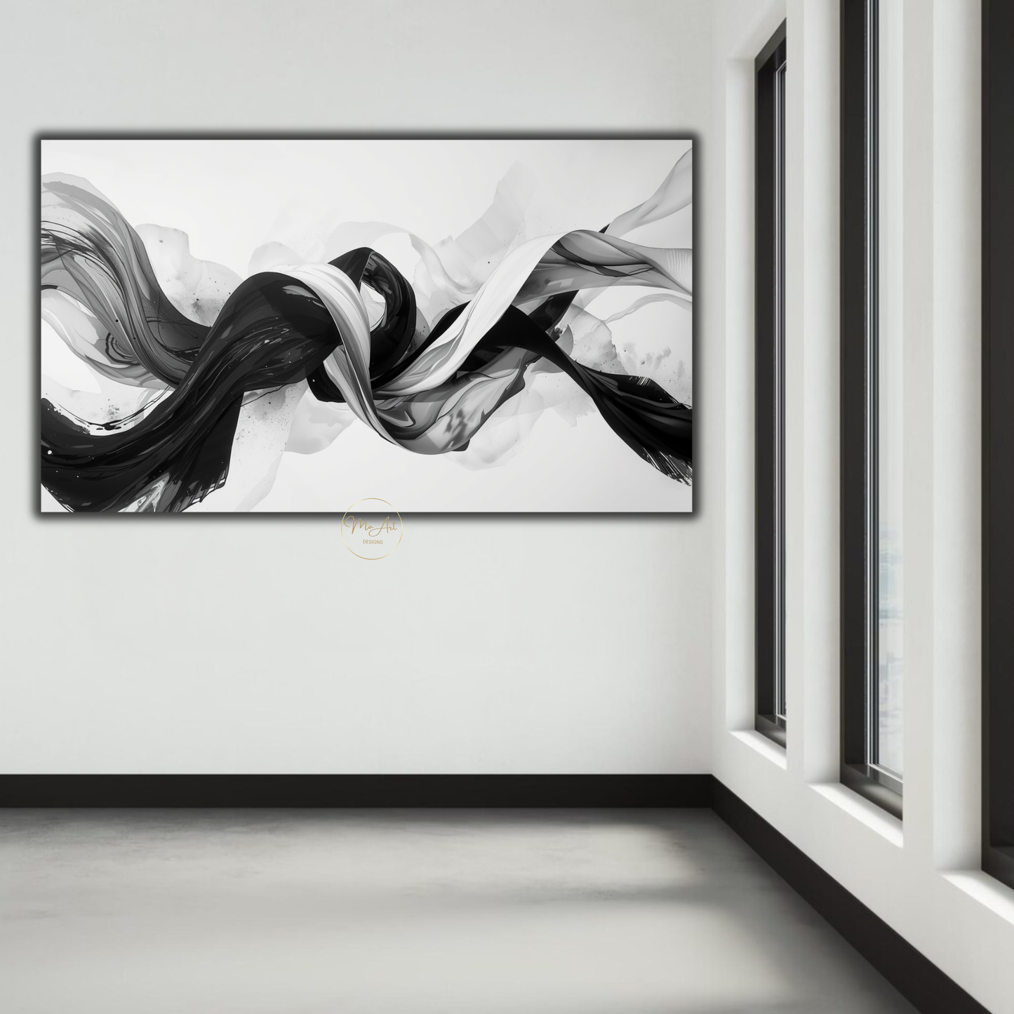 Black & White Abstract Knot Wall Art – Modern Swirl Canvas Print