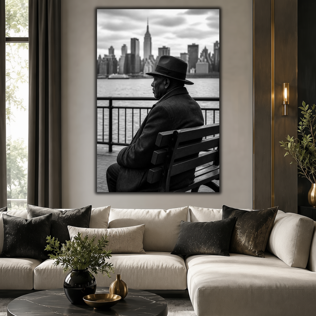 African American Man Wall Art – NYC Black & White Canvas Print | Urban Decor