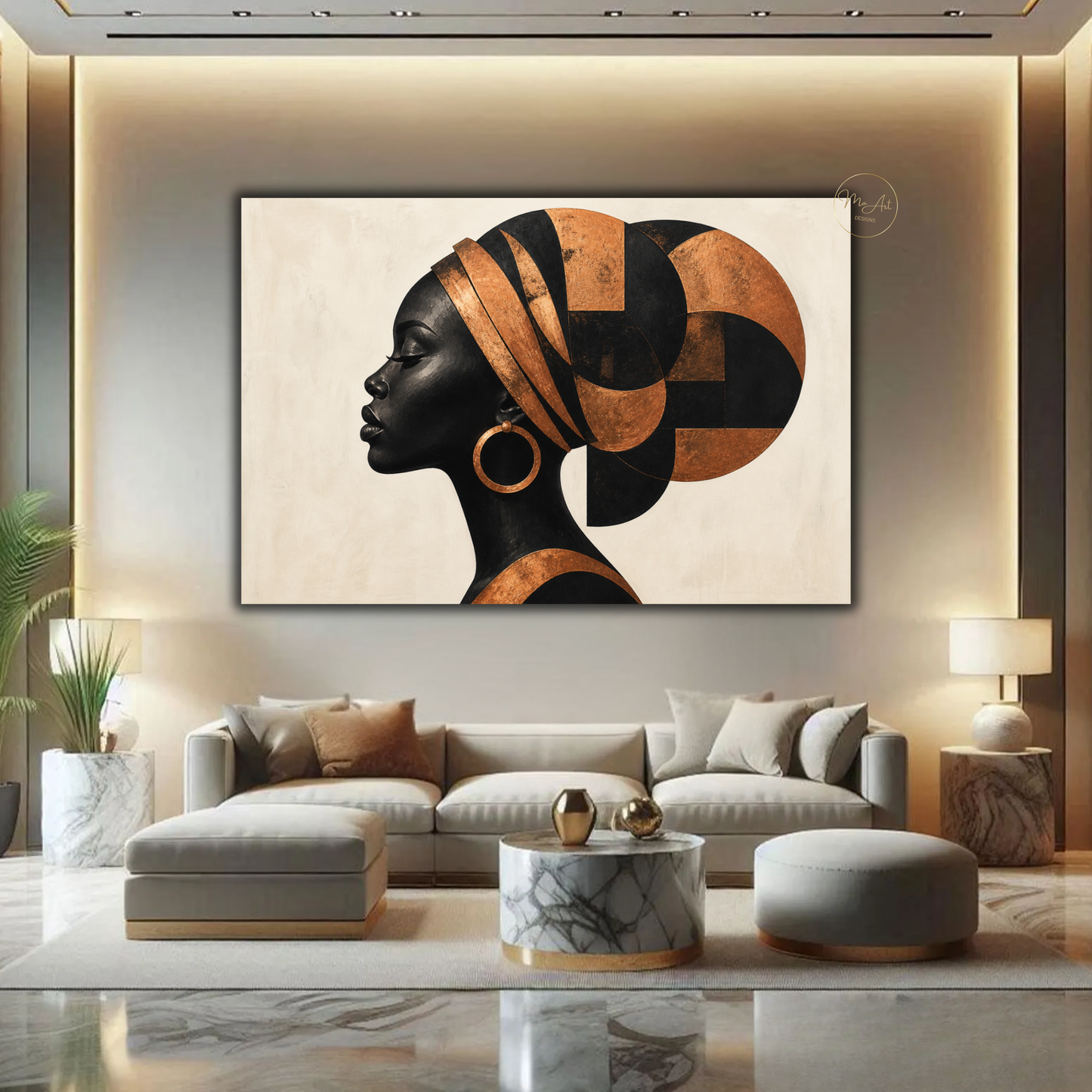 Black Woman Wall Art – Timeless Beauty | Abstract in Copper & Black Canvas Print