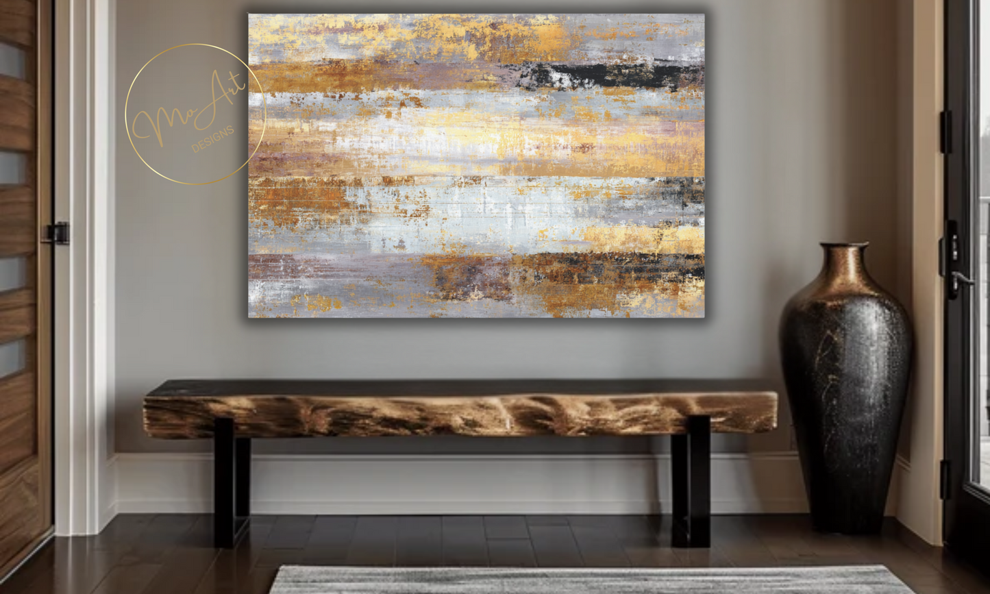Abstract Gold, Brown, Gray and Black Canvas Wall Art
