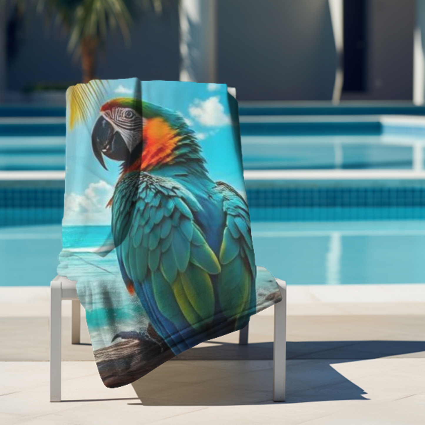 Vibrant Blue Parrot Paradise -  Beach Towel