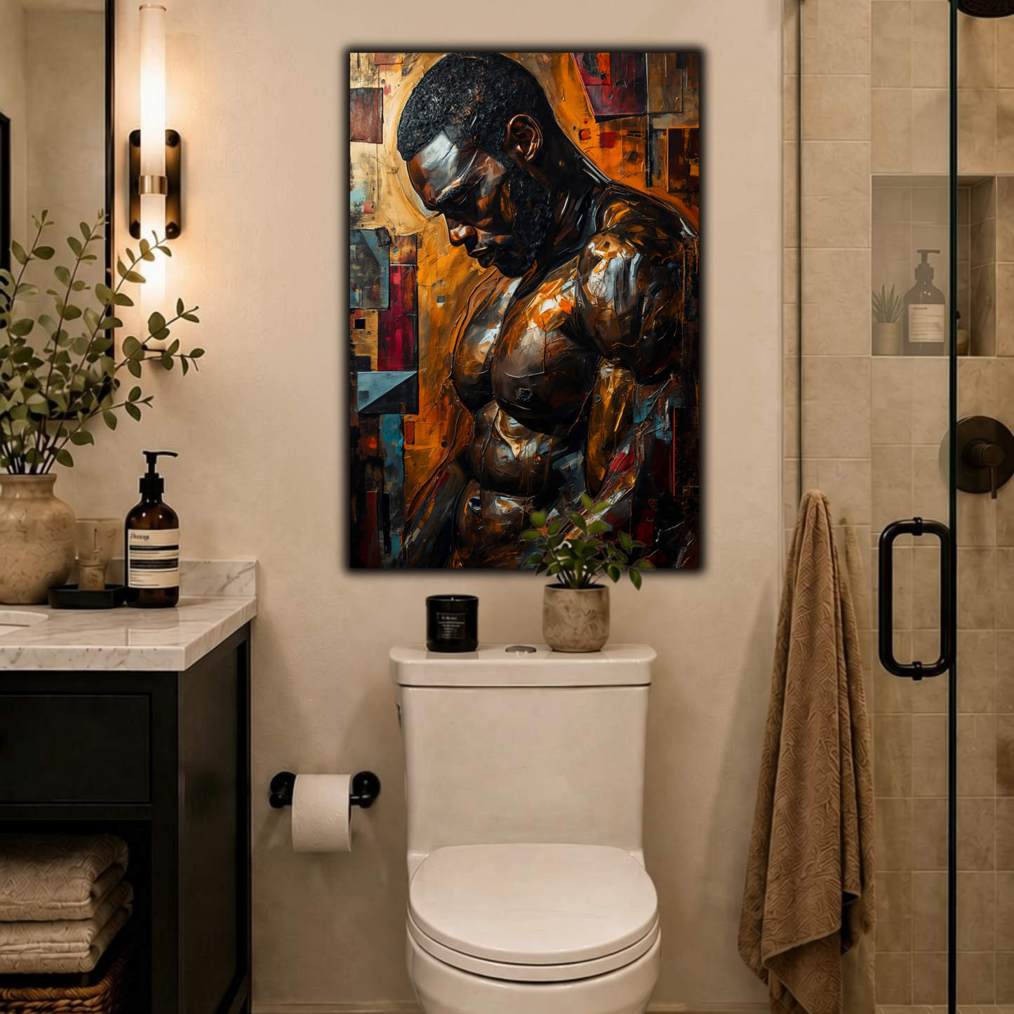 Black Man Wall Art | Abstract Colorful African American Canvas Print | Modern Home Decor
