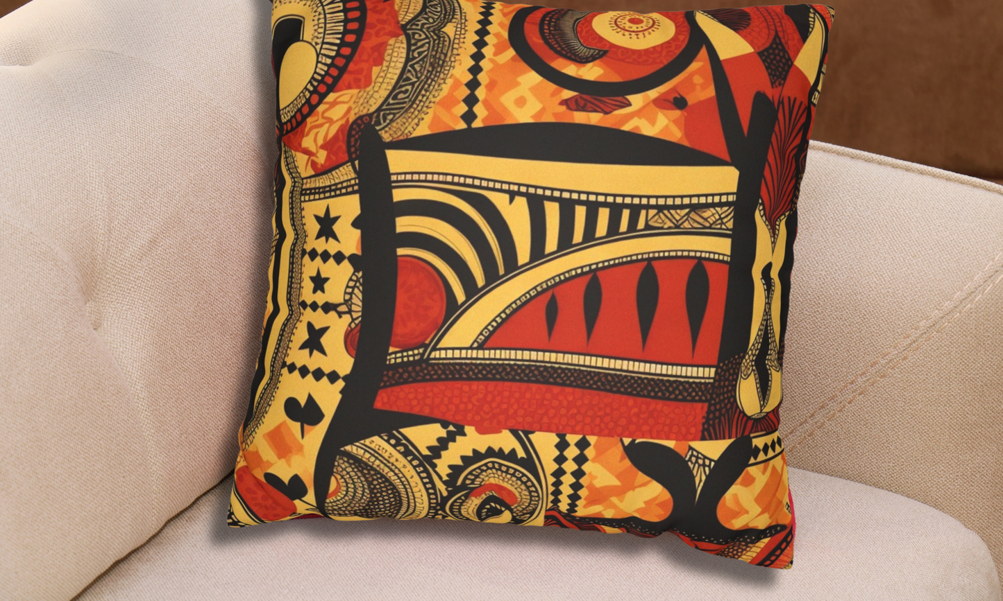 Decorative Abstract African Design Faux Suede Pillowcase