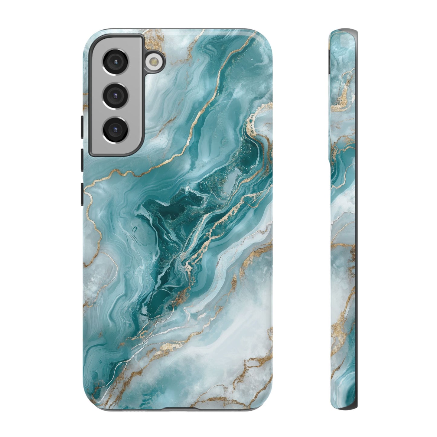 Stylish Turquoise Marbled Tough Phone Case for Ultimate Protection, iPhone or Samsung Phone Case