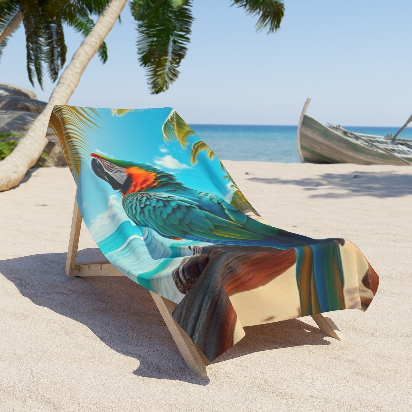 Vibrant Blue Parrot Paradise -  Beach Towel