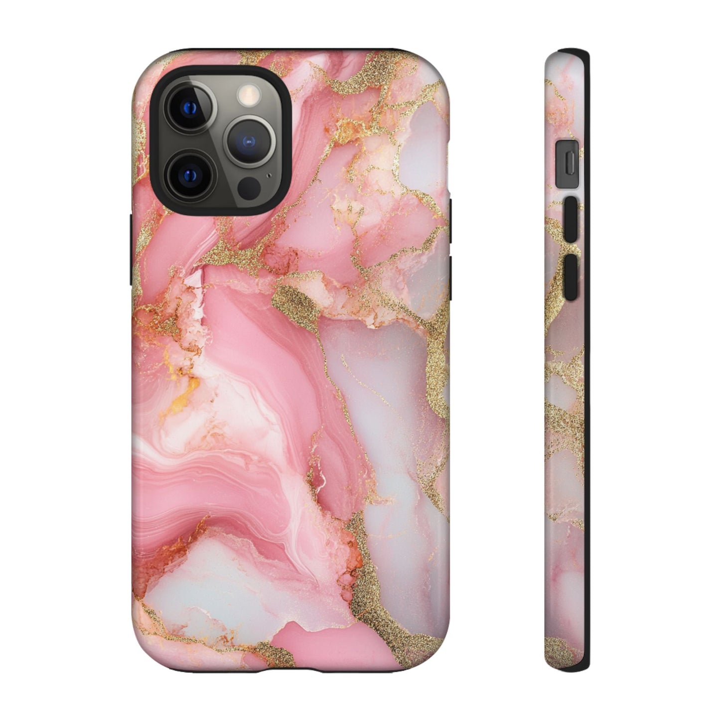 Pink and Gold Marbled Tough Phone Case, iPhone Case, Samsung Case