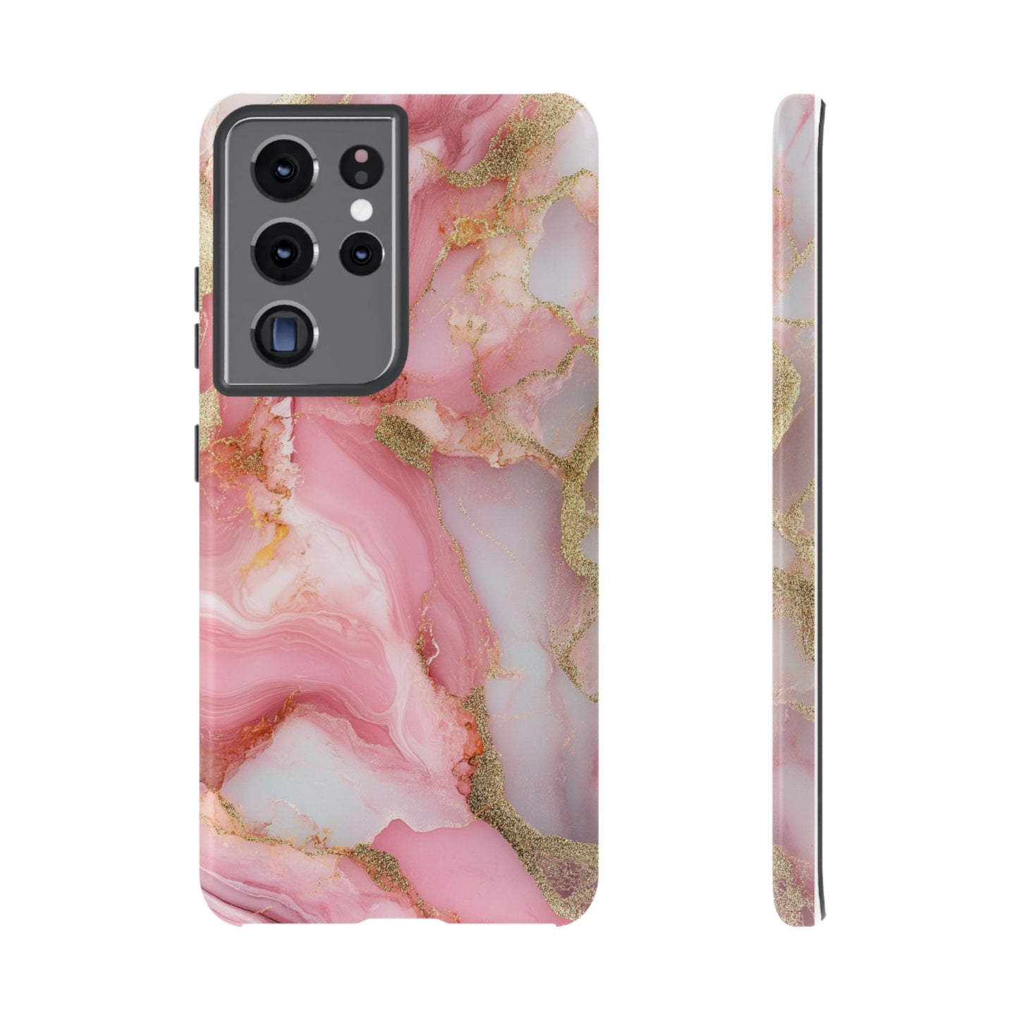 Pink and Gold Marbled Tough Phone Case, iPhone Case, Samsung Case