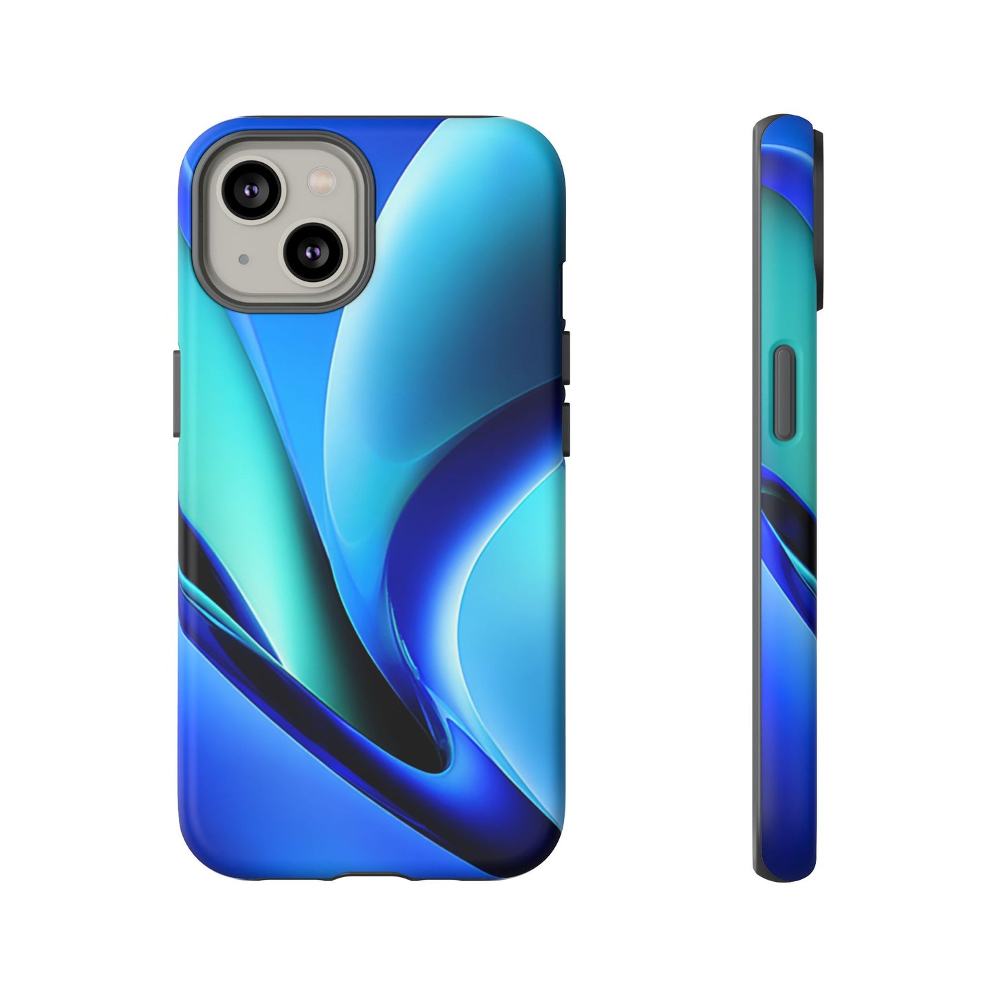 Abstract Blue/Turquoise Tough Phone Case – Compatible with iPhone & Samsung