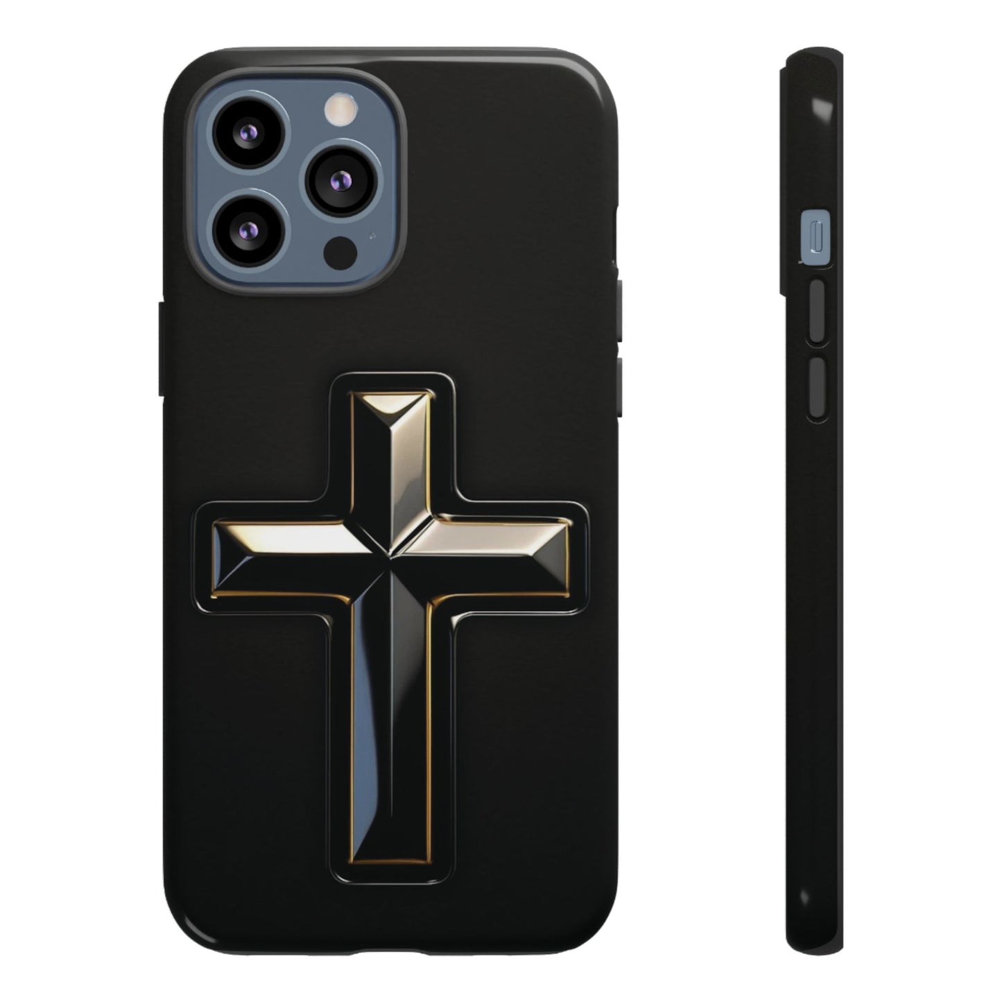 Black and Gold Cross Tough Phone Case – Compatible with iPhone & Samsung