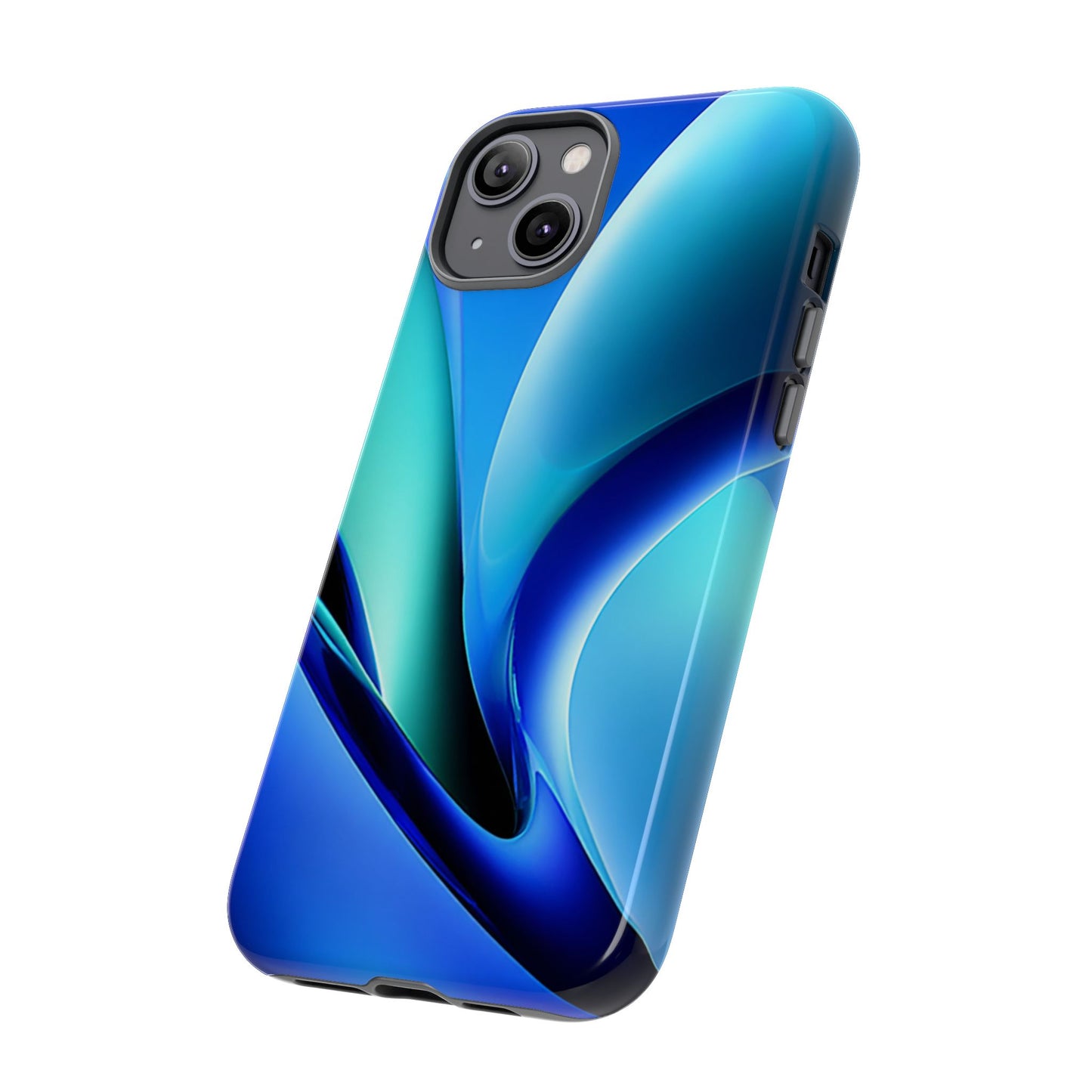 Abstract Blue/Turquoise Tough Phone Case – Compatible with iPhone & Samsung