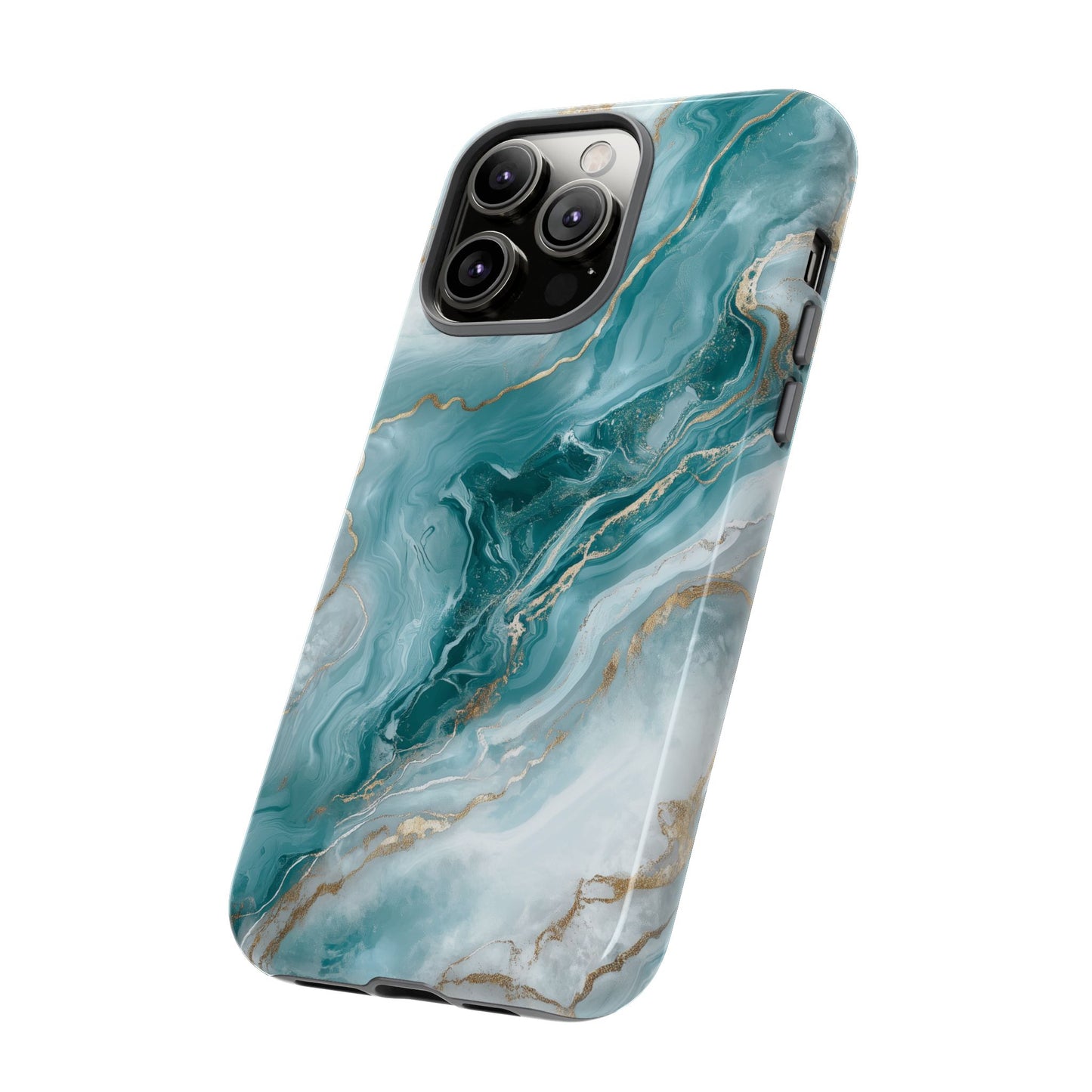 Stylish Turquoise Marbled Tough Phone Case for Ultimate Protection, iPhone or Samsung Phone Case