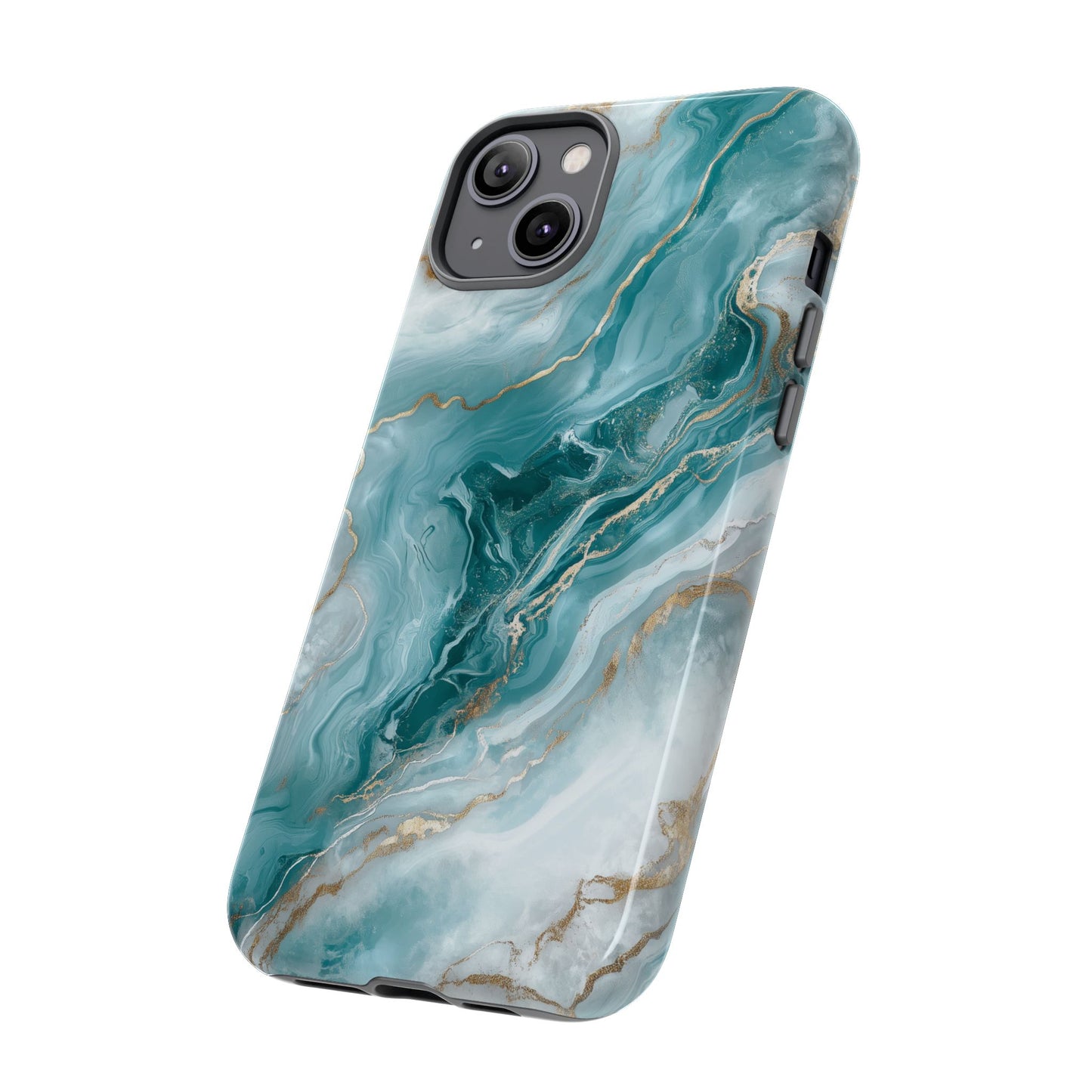 Stylish Turquoise Marbled Tough Phone Case for Ultimate Protection, iPhone or Samsung Phone Case