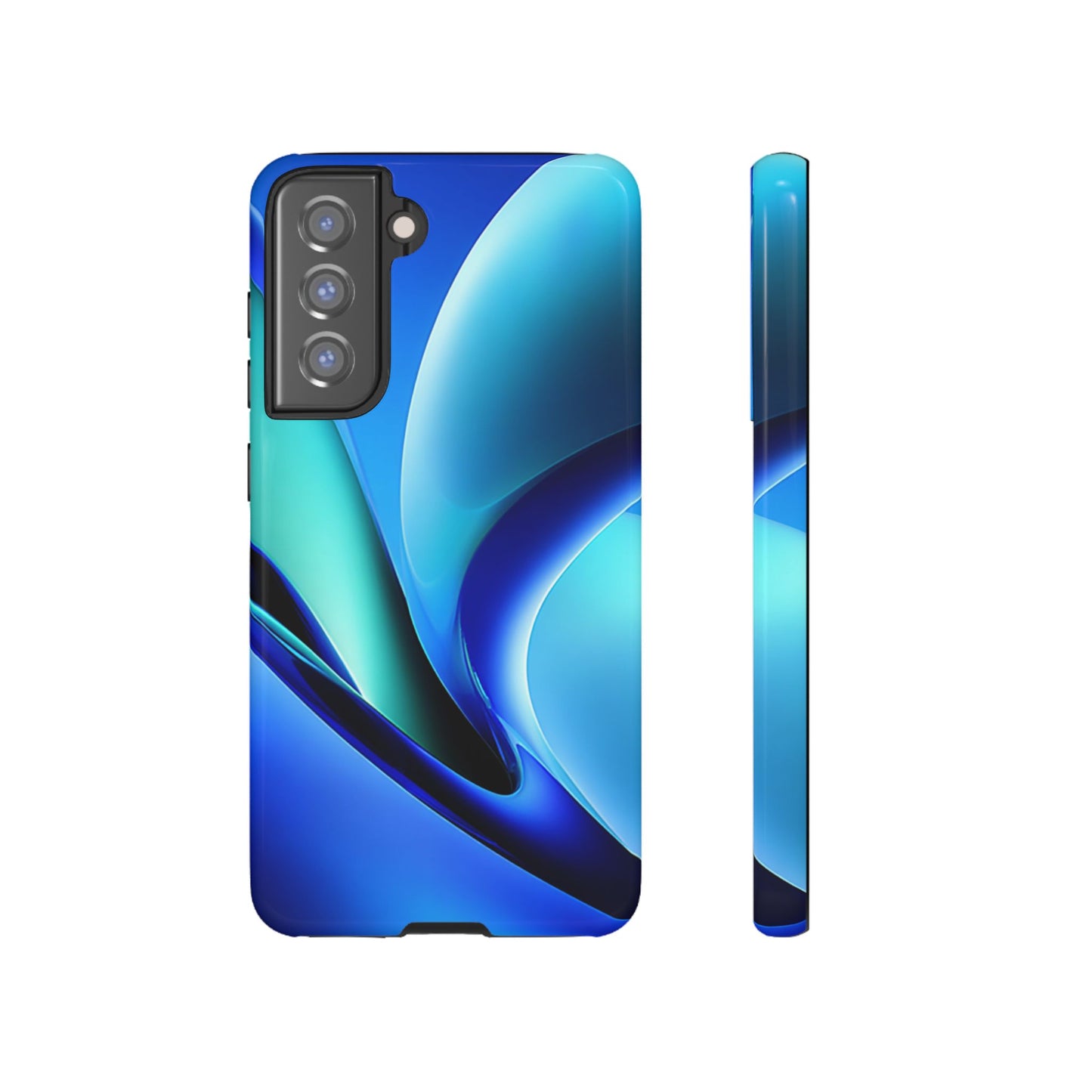 Abstract Blue/Turquoise Tough Phone Case – Compatible with iPhone & Samsung