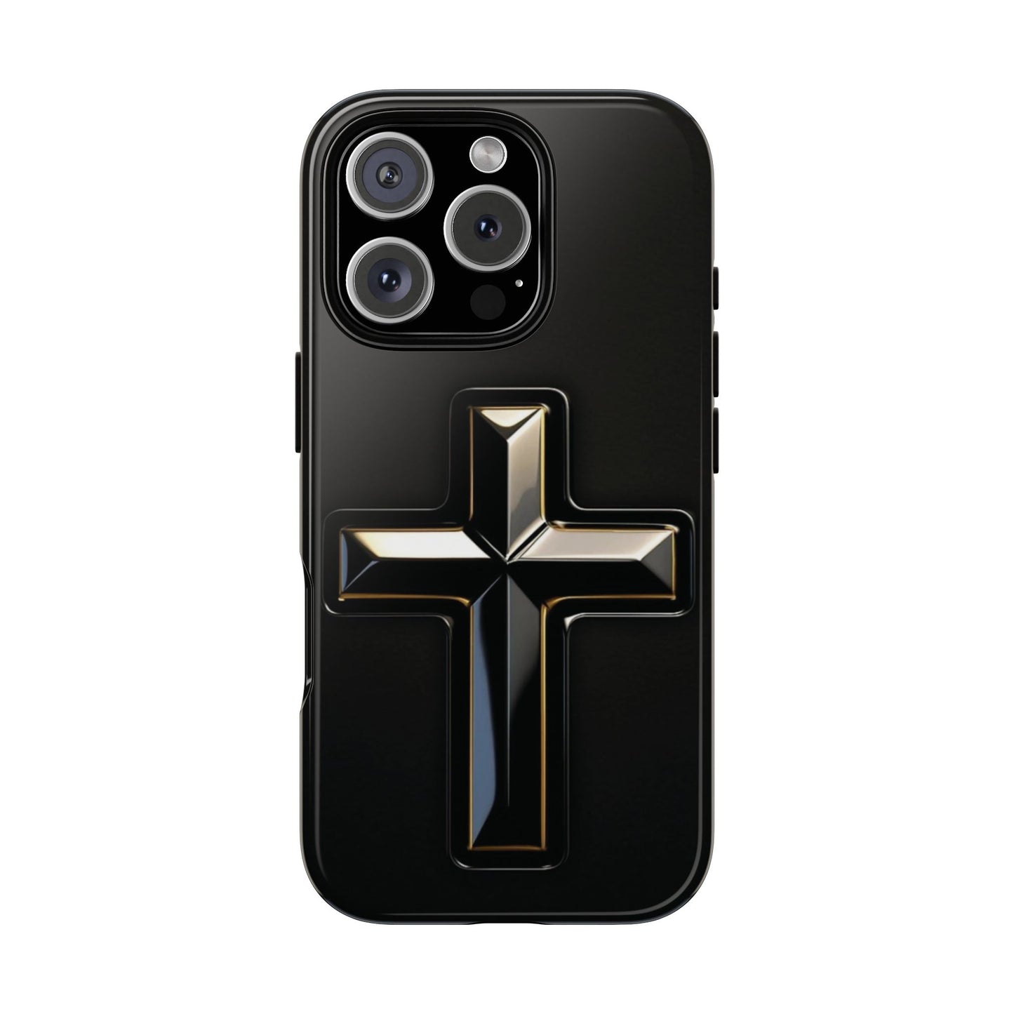 Black and Gold Cross Tough Phone Case – Compatible with iPhone & Samsung