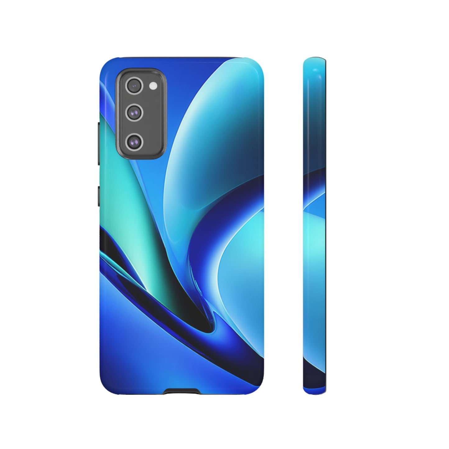 Abstract Blue/Turquoise Tough Phone Case – Compatible with iPhone & Samsung