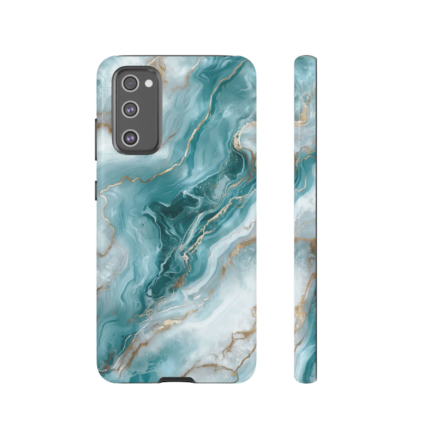 Stylish Turquoise Marbled Tough Phone Case for Ultimate Protection, iPhone or Samsung Phone Case