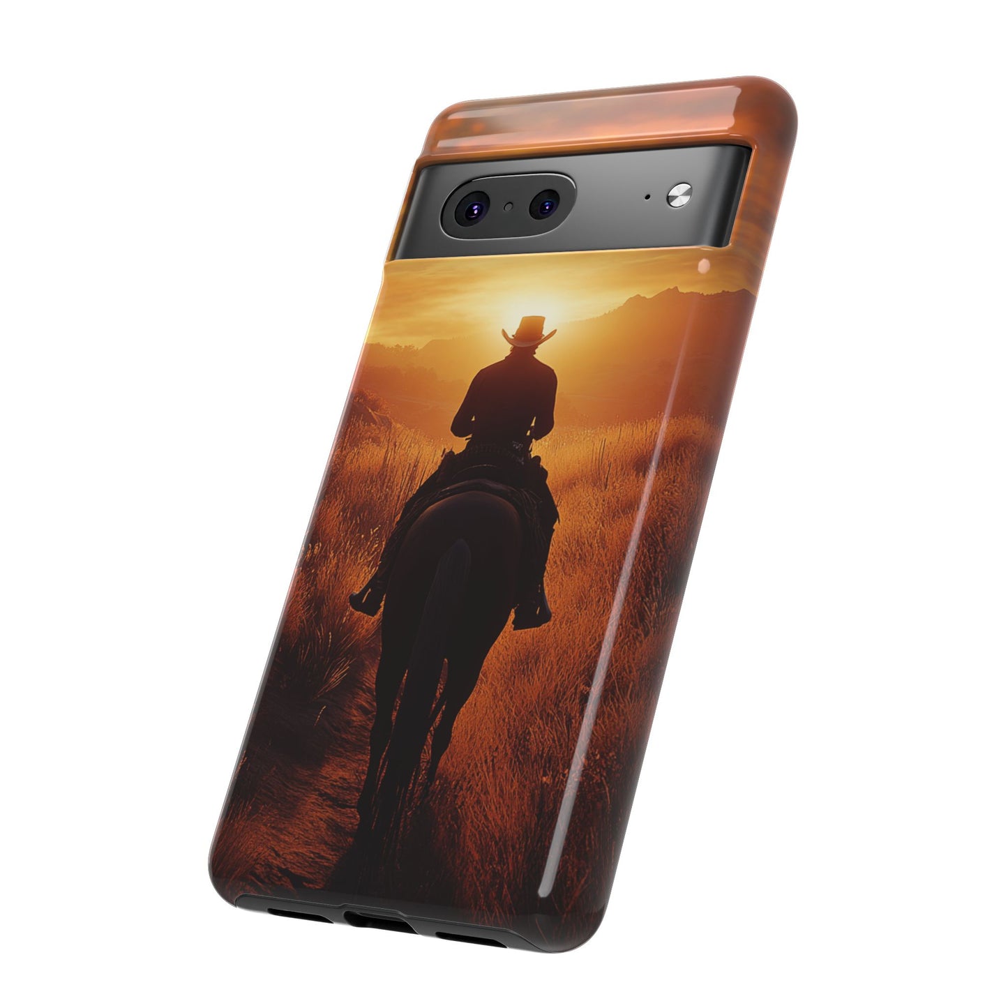 Chasing the Horizon: A Cowboy's Journey into the Sunset -  Phone Case - Tough Case, iPhone Case, Samsung Case, Google Pixel Case