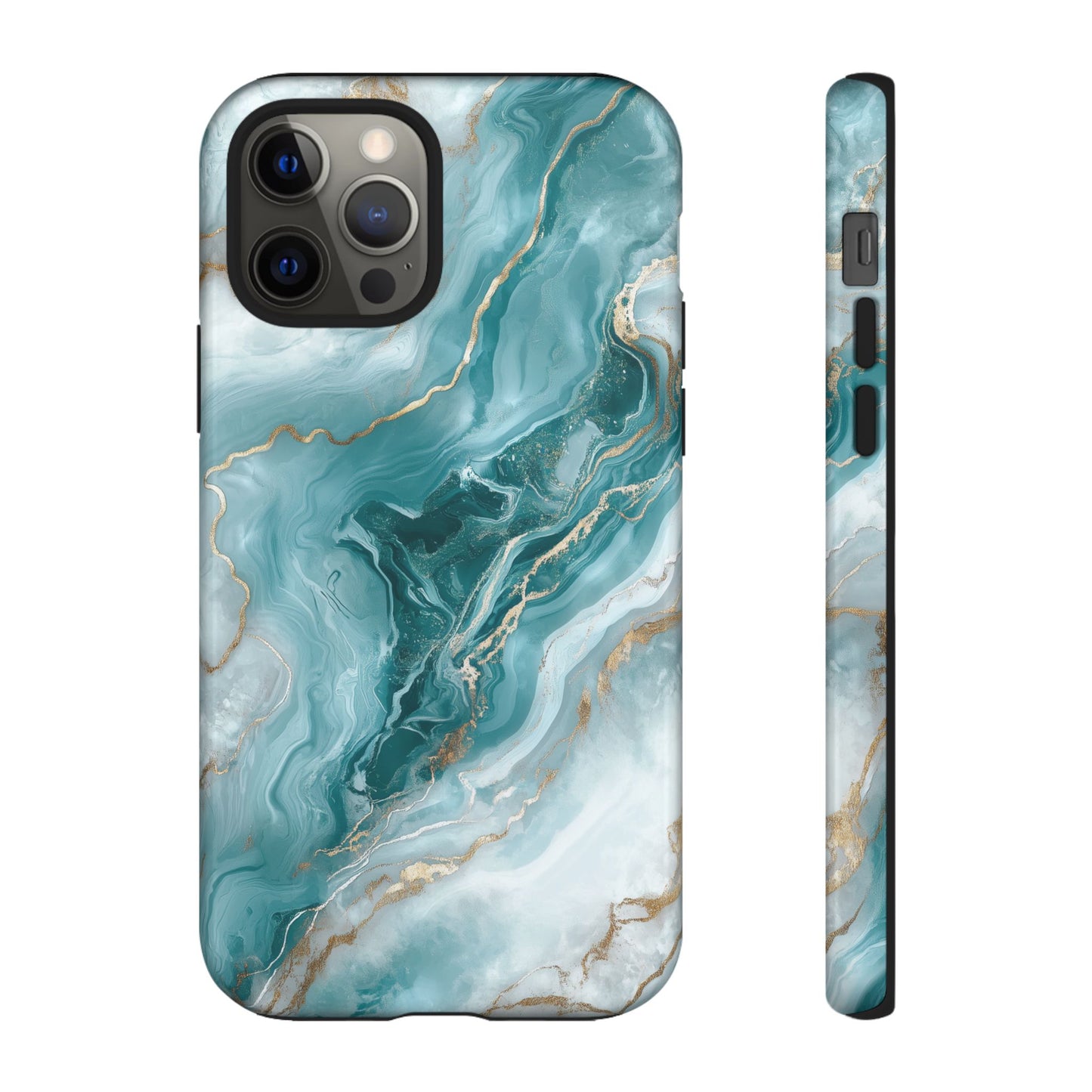 Stylish Turquoise Marbled Tough Phone Case for Ultimate Protection, iPhone or Samsung Phone Case