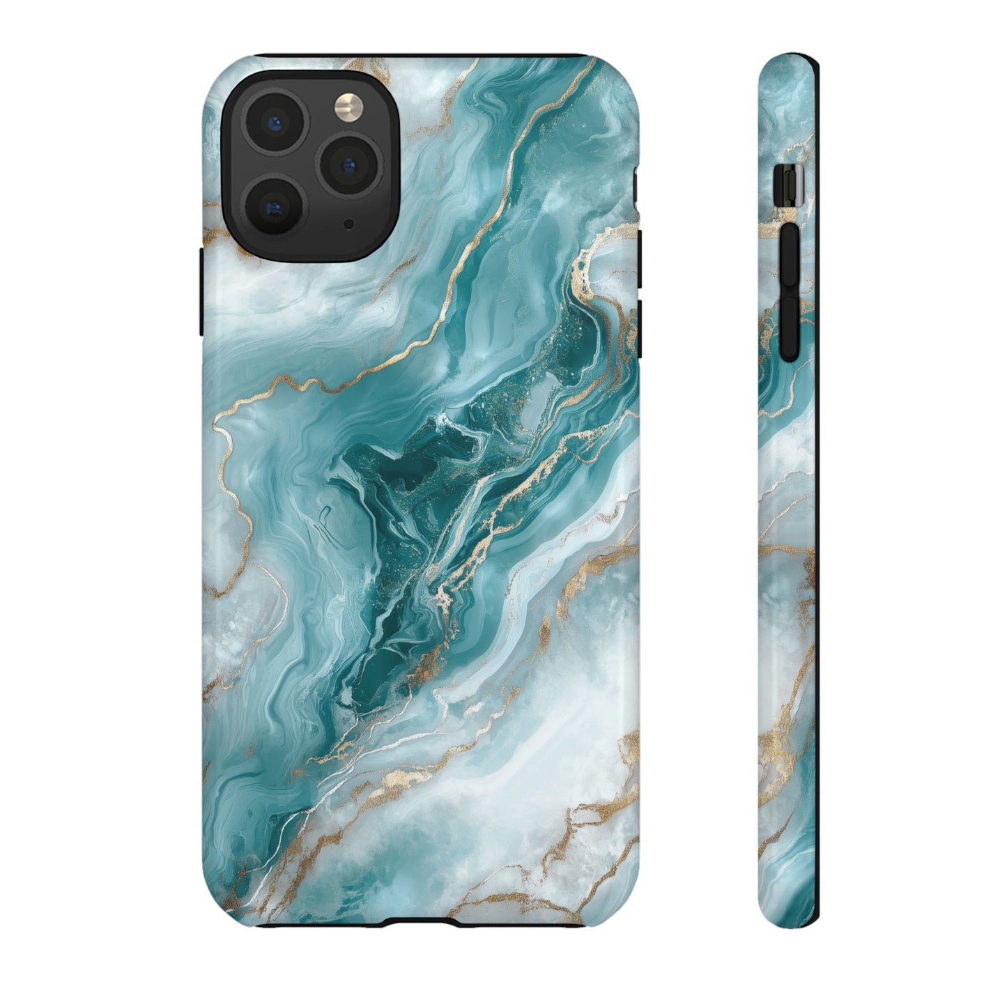 Stylish Turquoise Marbled Tough Phone Case for Ultimate Protection, iPhone or Samsung Phone Case