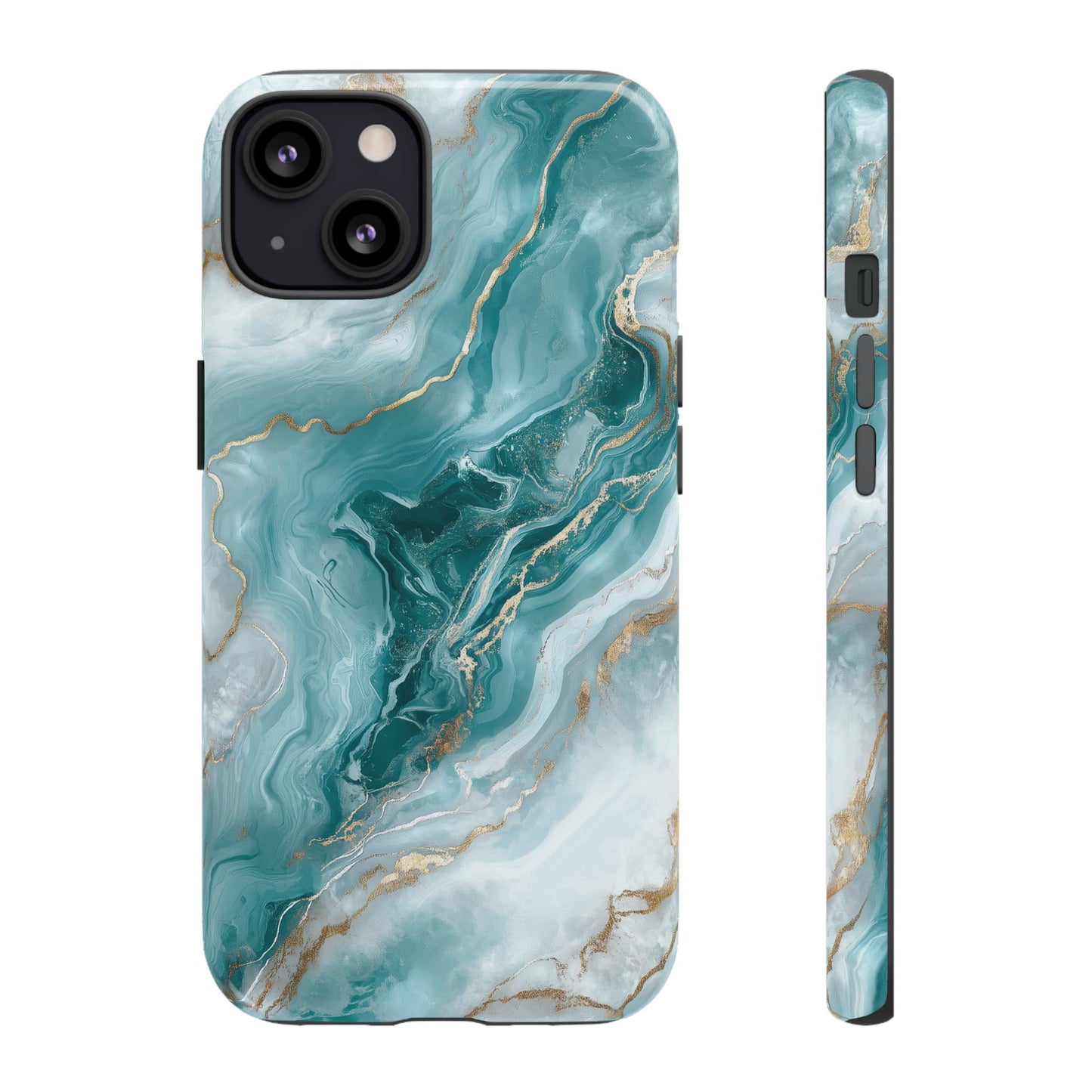 Stylish Turquoise Marbled Tough Phone Case for Ultimate Protection, iPhone or Samsung Phone Case