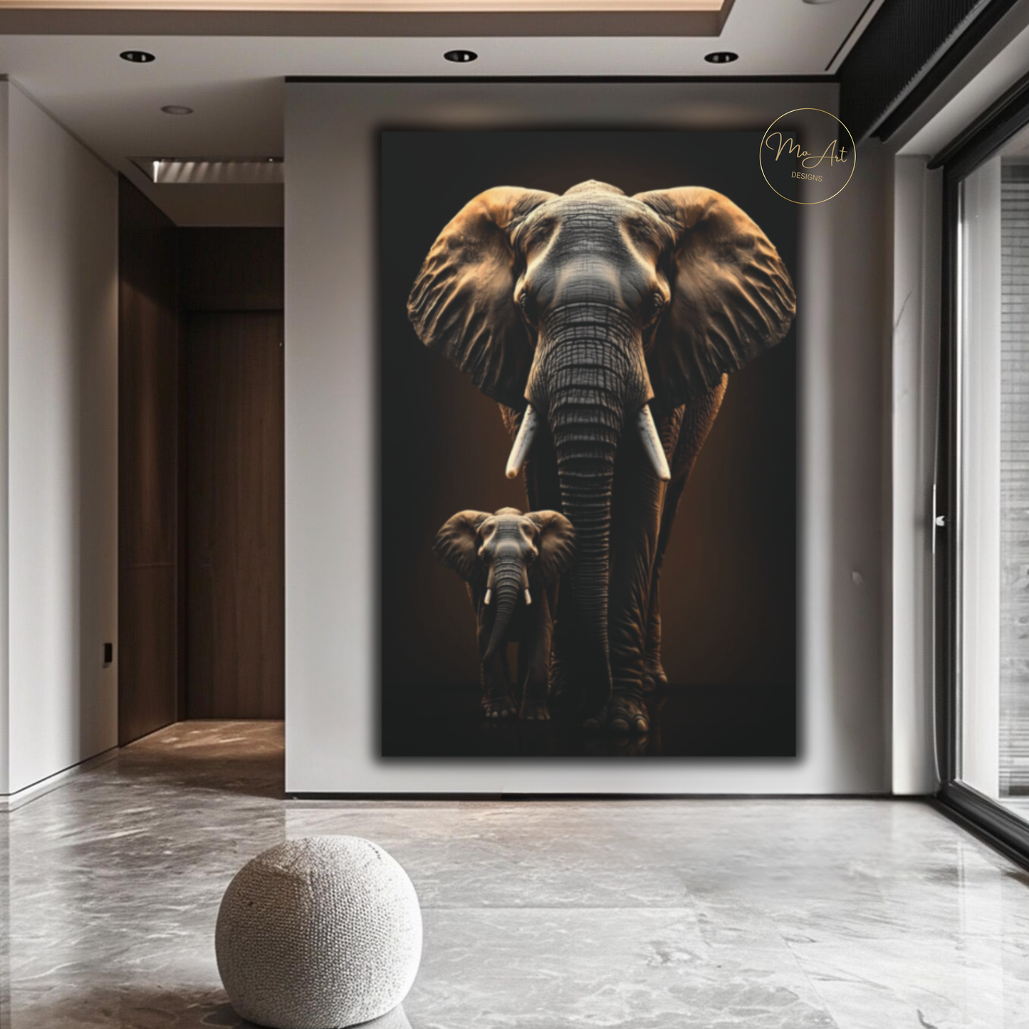 Black & Gold Elephant Wall Art – Unbreakable Bond / Canvas Print