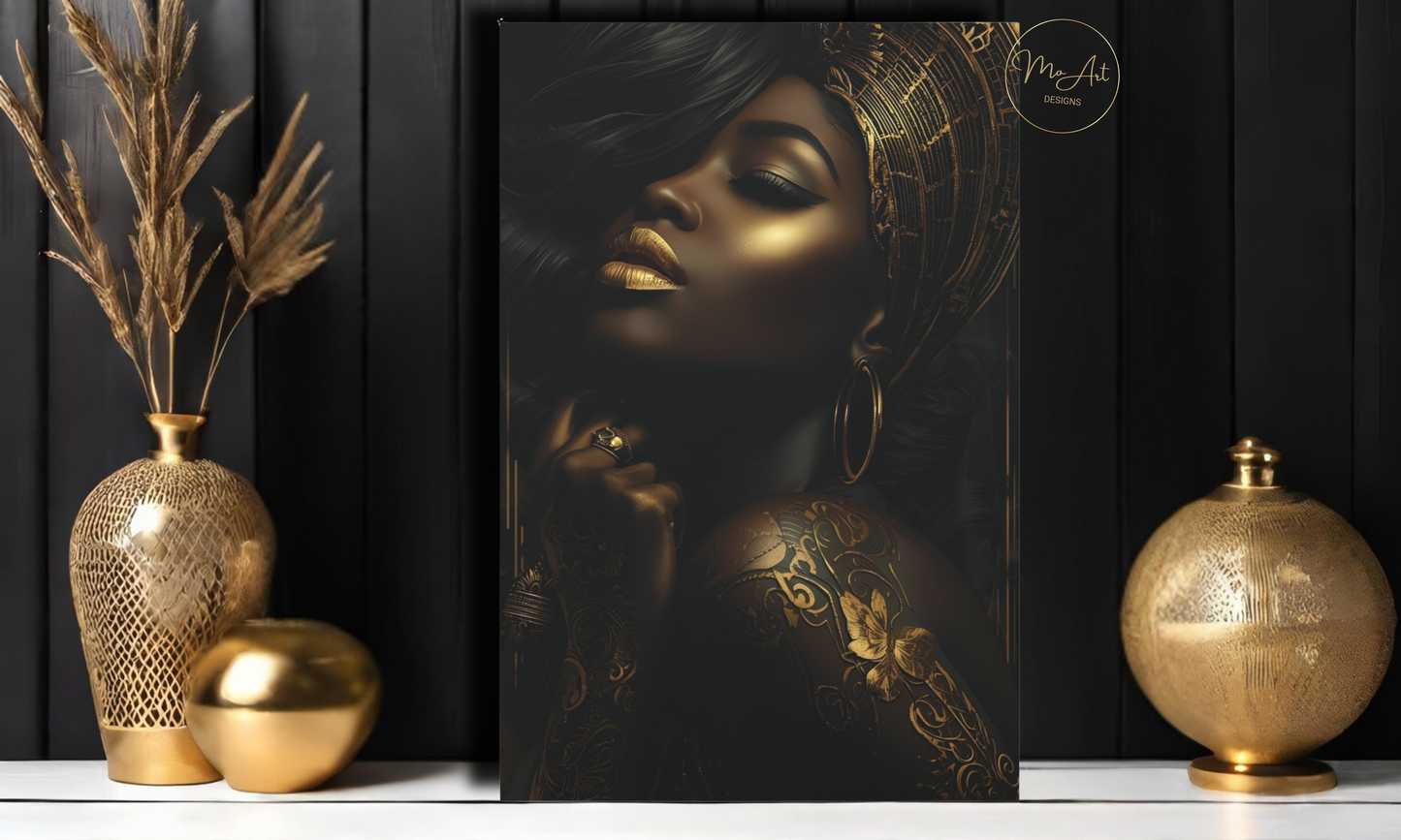 Black & Gold Illumination - Canvas Wall Art