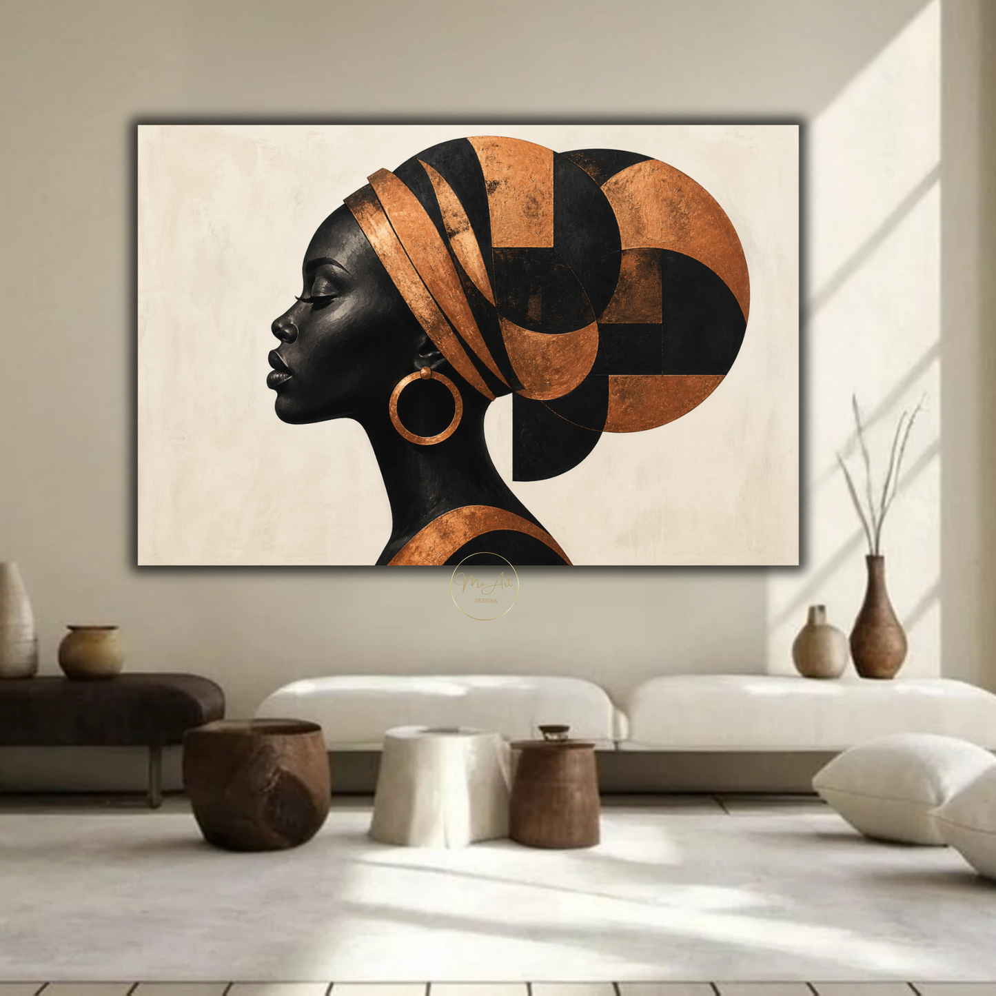 Black Woman Wall Art – Timeless Beauty | Abstract in Copper & Black Canvas Print