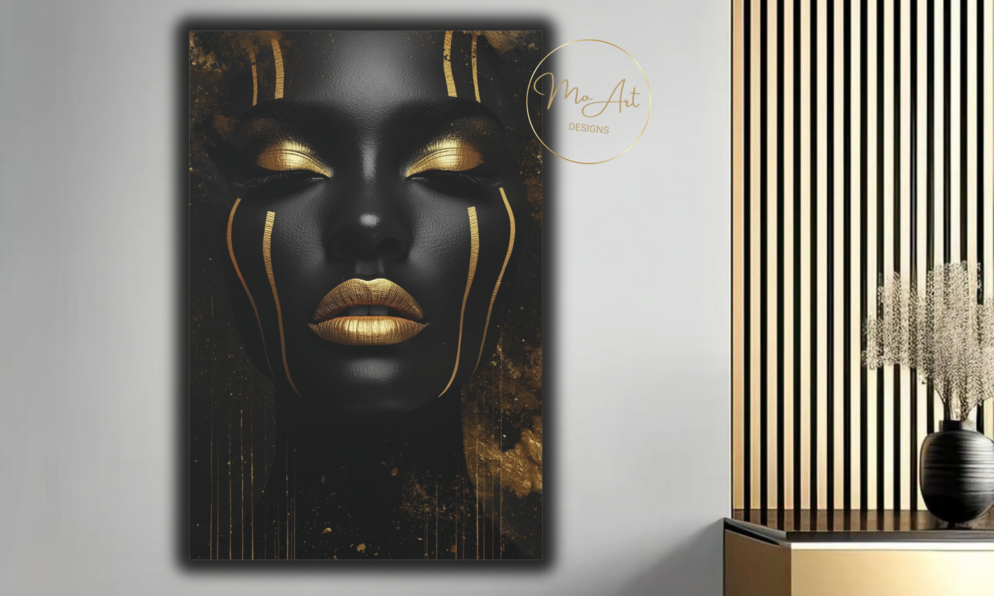 Black and Gold Woman Abstract – Luxury Canvas Wall Art